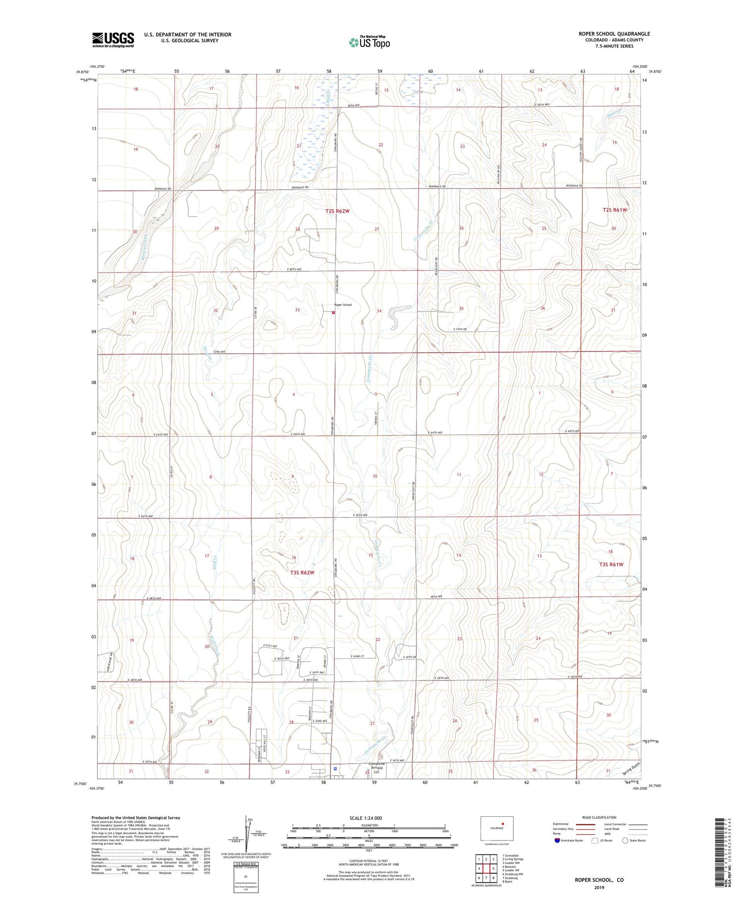 Roper School Colorado US Topo Map Image