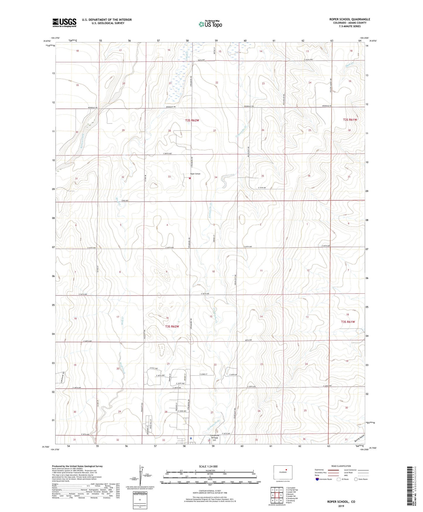 Roper School Colorado US Topo Map Image