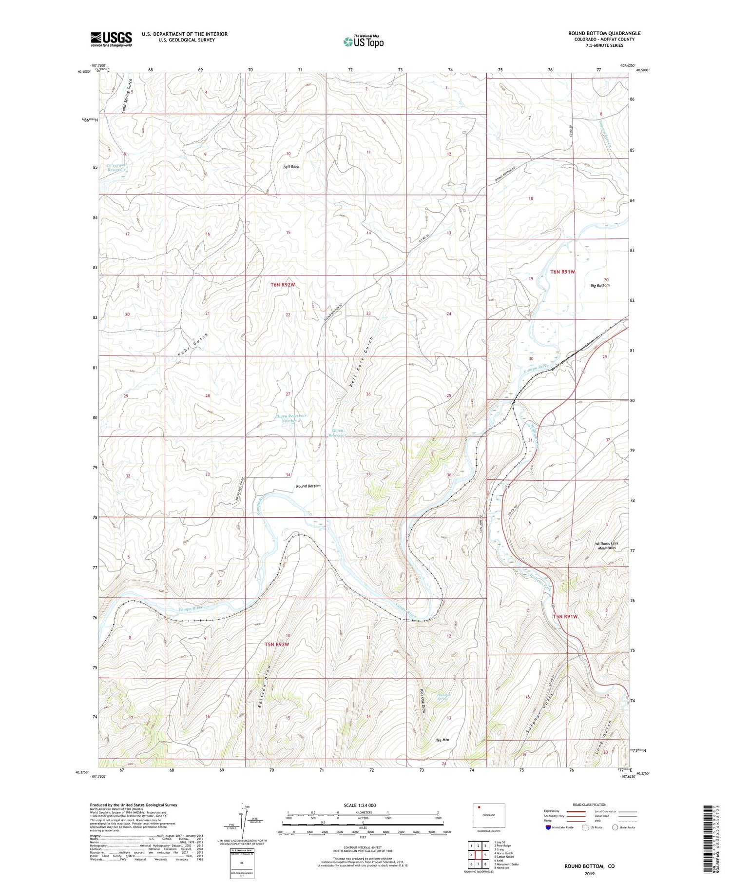 Round Bottom Colorado US Topo Map Image
