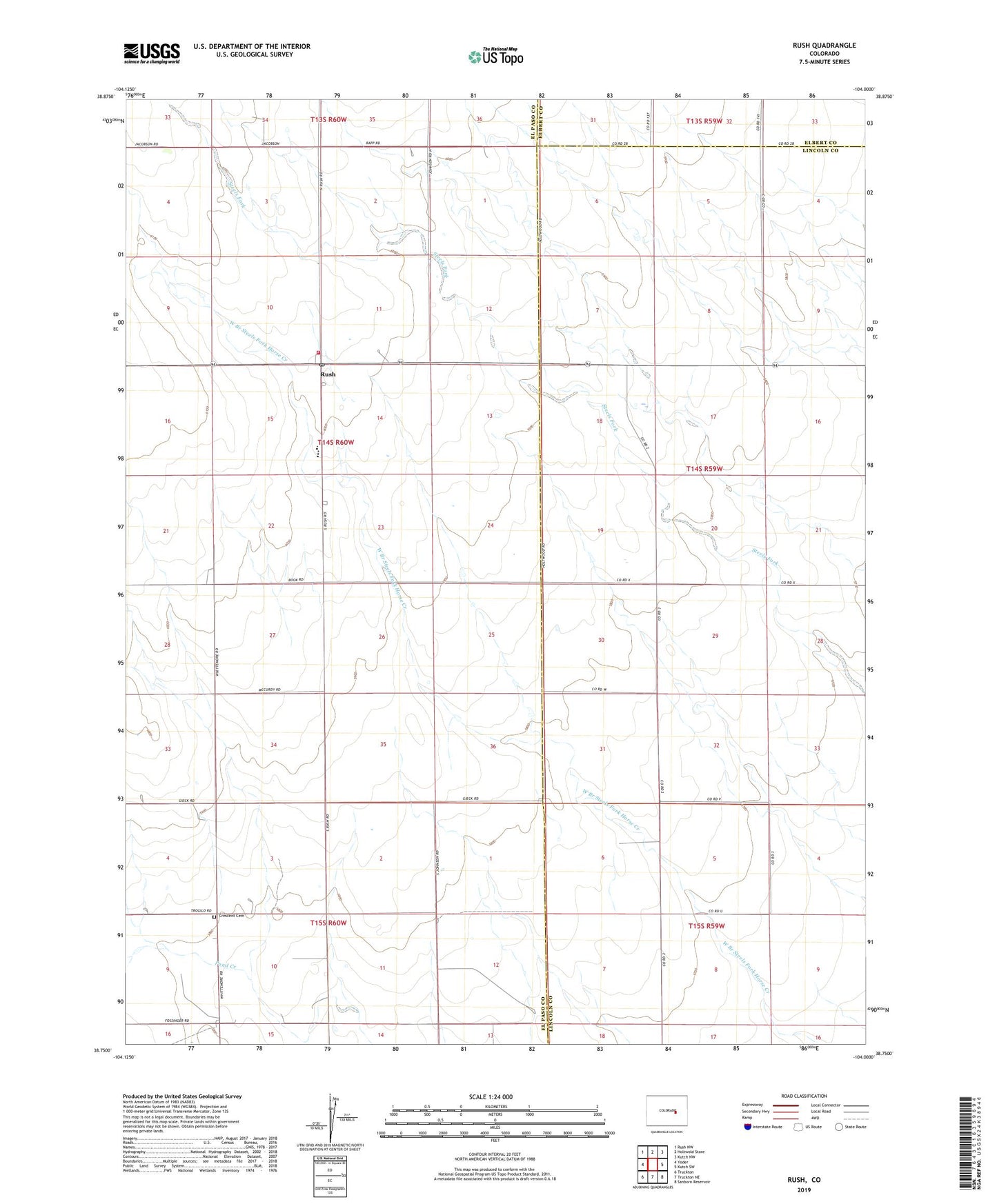 Rush Colorado US Topo Map Image