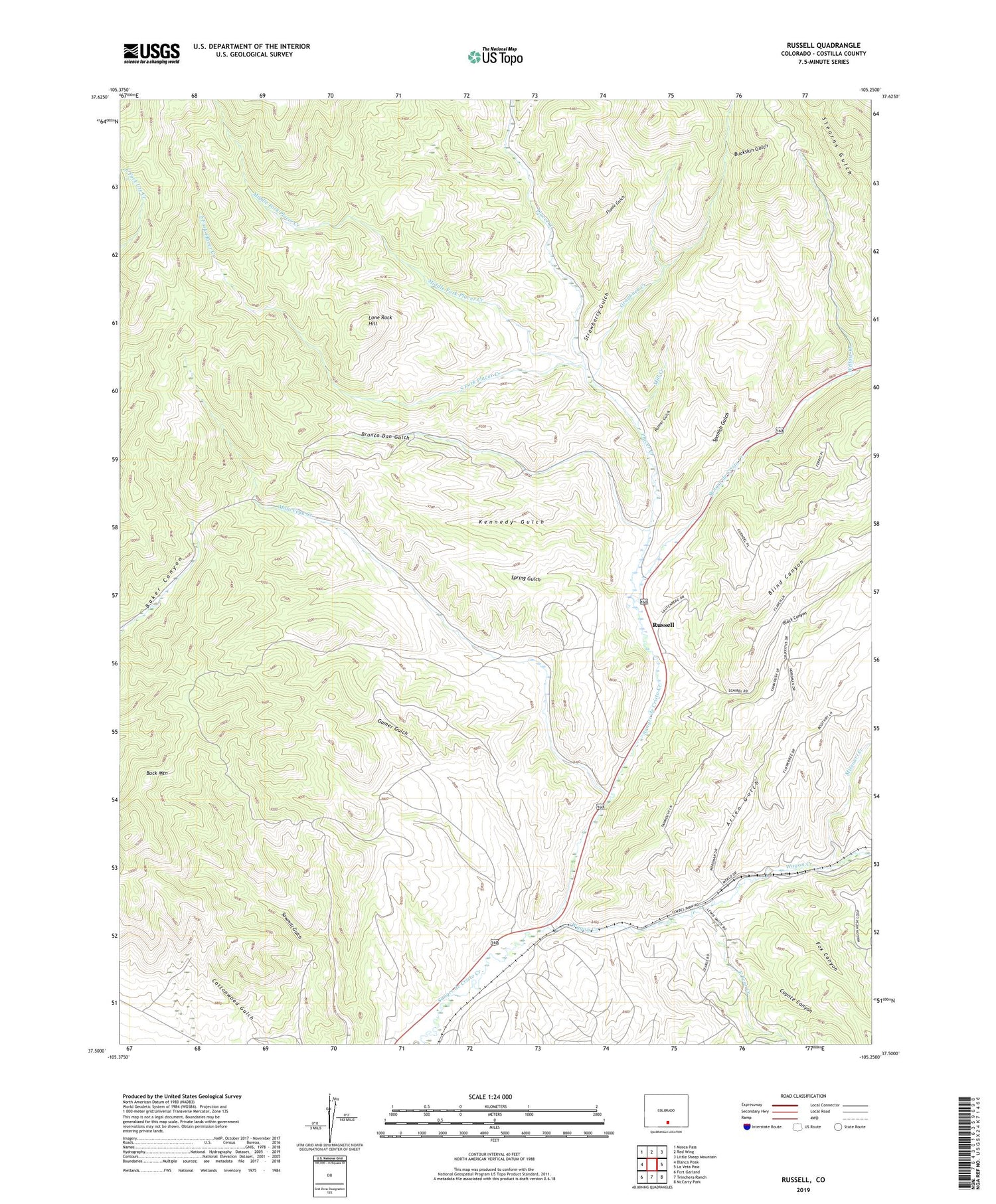 Russell Colorado US Topo Map Image