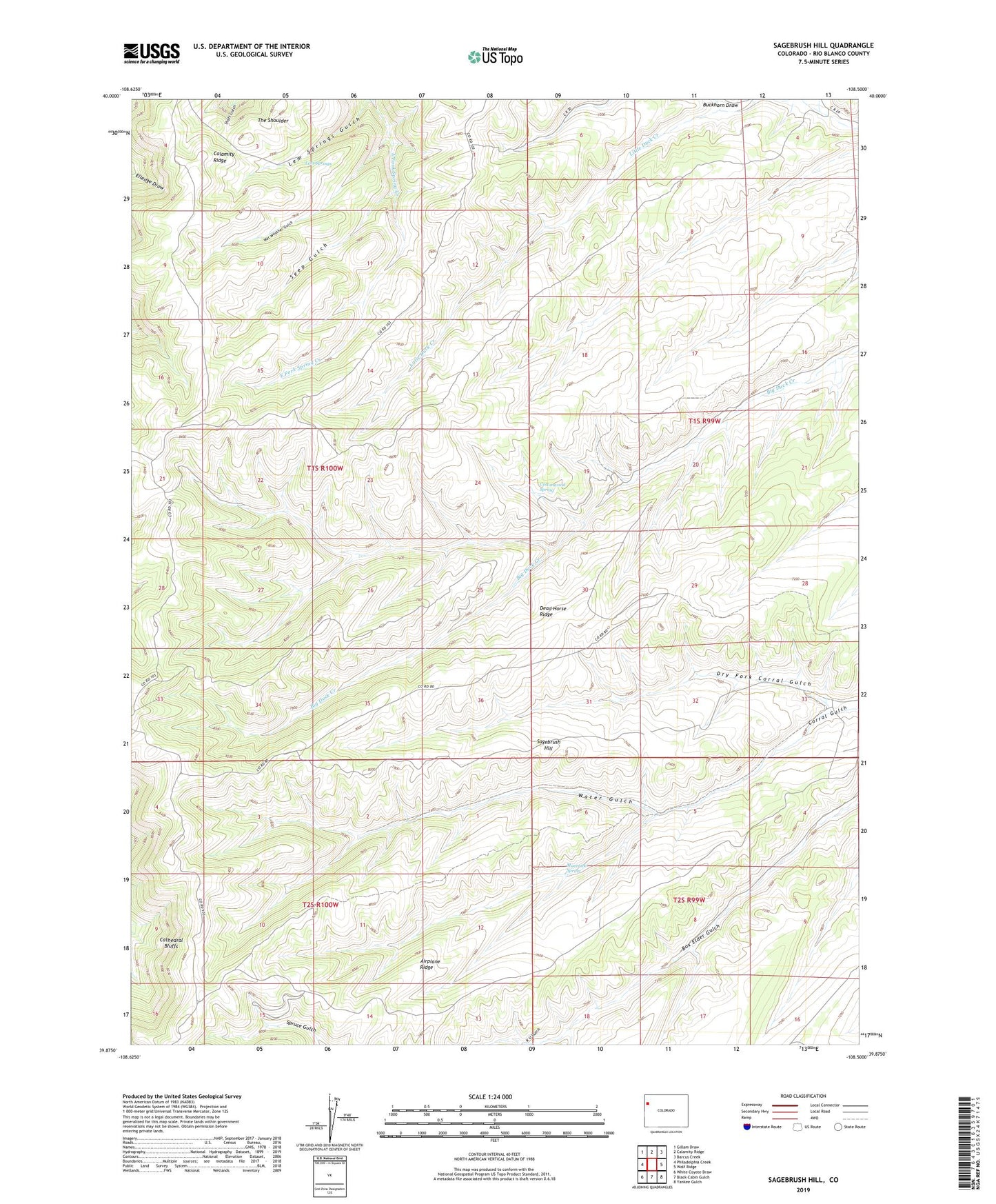 Sagebrush Hill Colorado US Topo Map Image