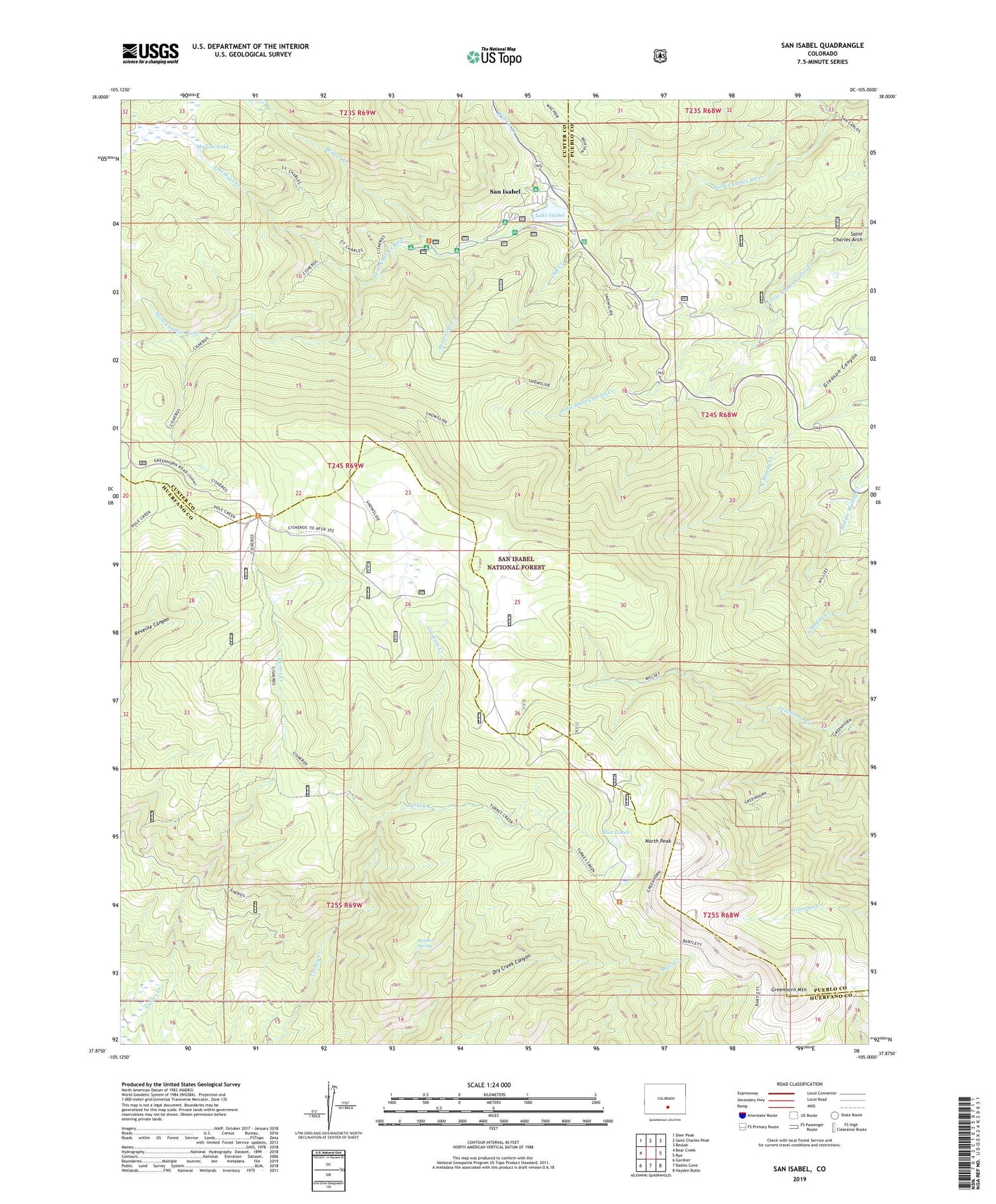 San Isabel Colorado US Topo Map Image