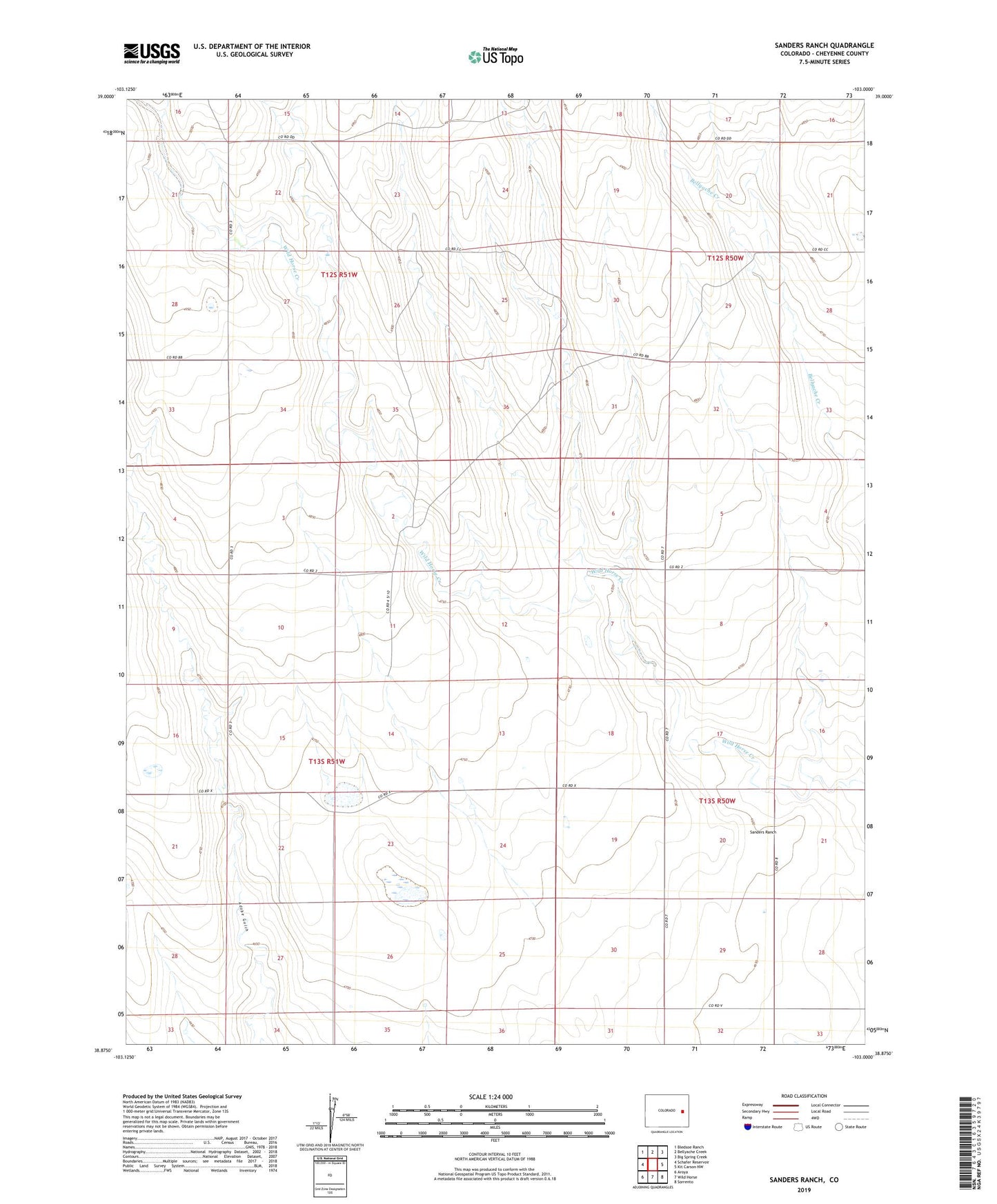 Sanders Ranch Colorado US Topo Map Image