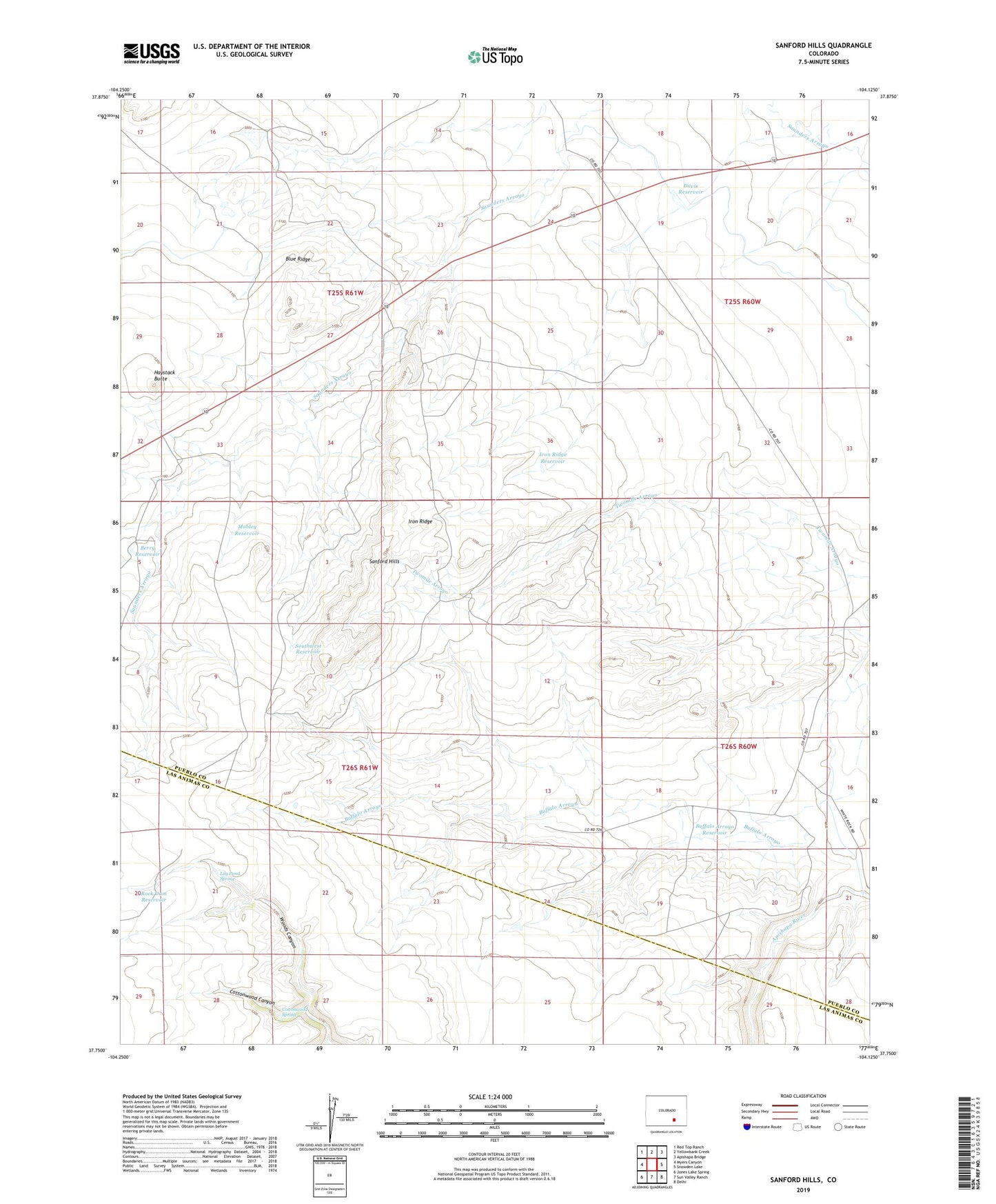 Sanford Hills Colorado US Topo Map Image