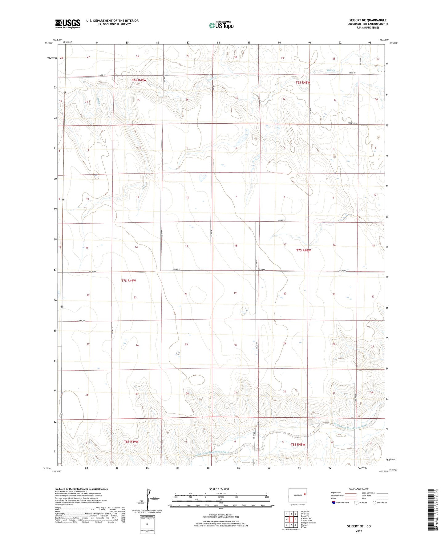 Seibert NE Colorado US Topo Map Image