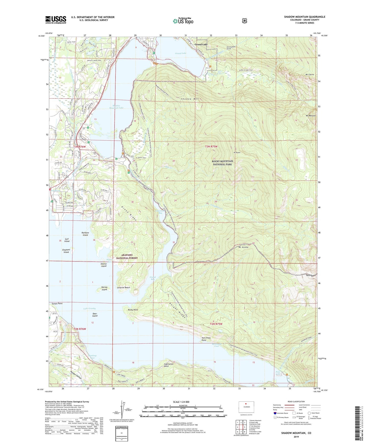 Shadow Mountain Colorado US Topo Map Image
