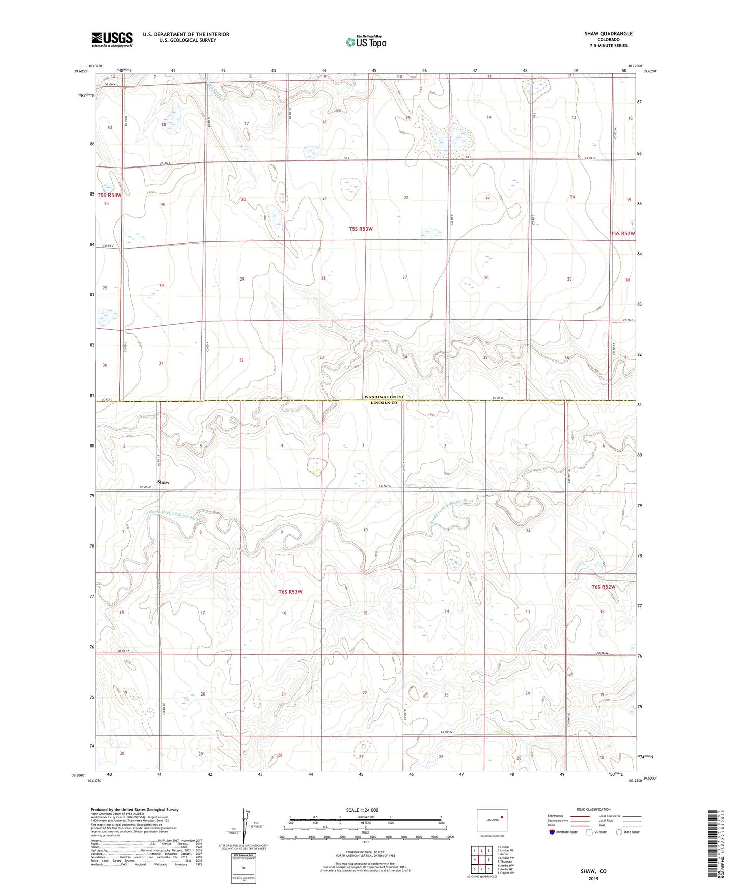Shaw Colorado US Topo Map Image