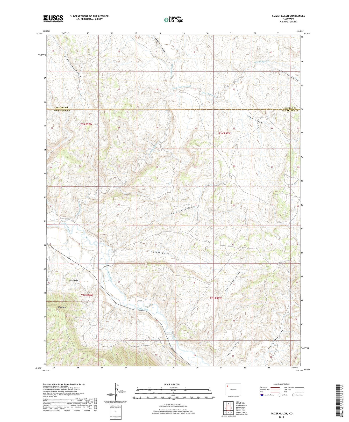 Smizer Gulch Colorado US Topo Map Image
