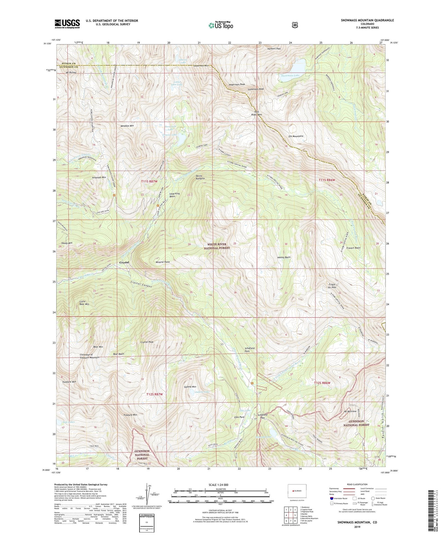 Snowmass Mountain Colorado US Topo Map Image