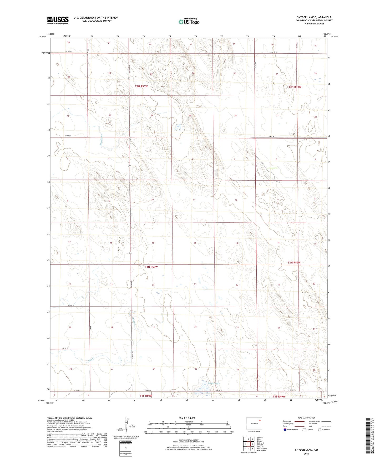 Snyder Lake Colorado US Topo Map Image