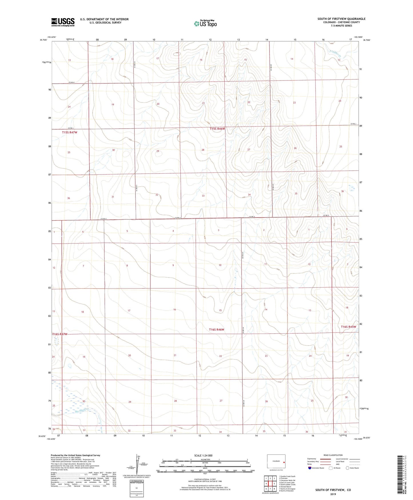 South of Firstview Colorado US Topo Map Image