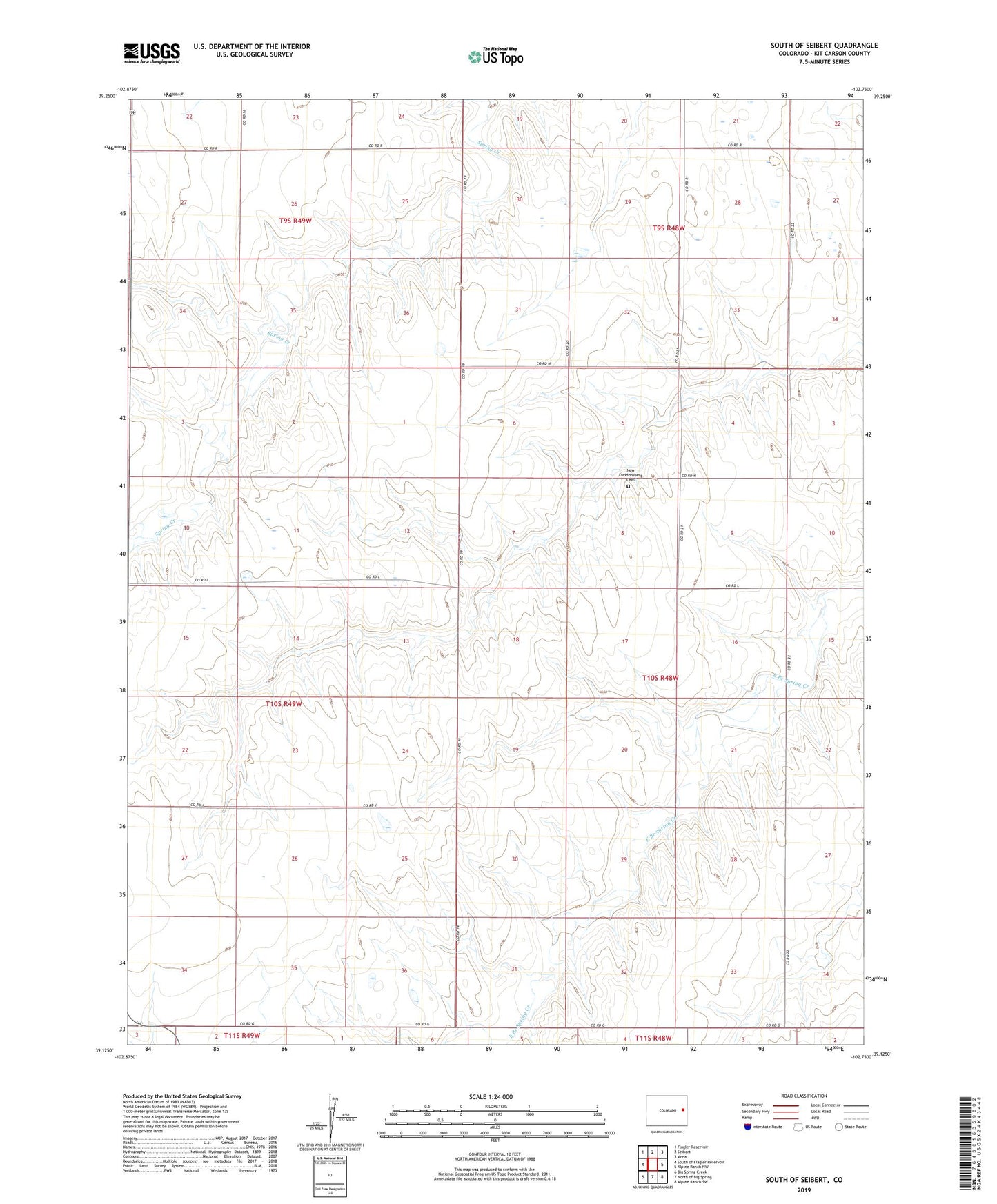 South of Seibert Colorado US Topo Map Image