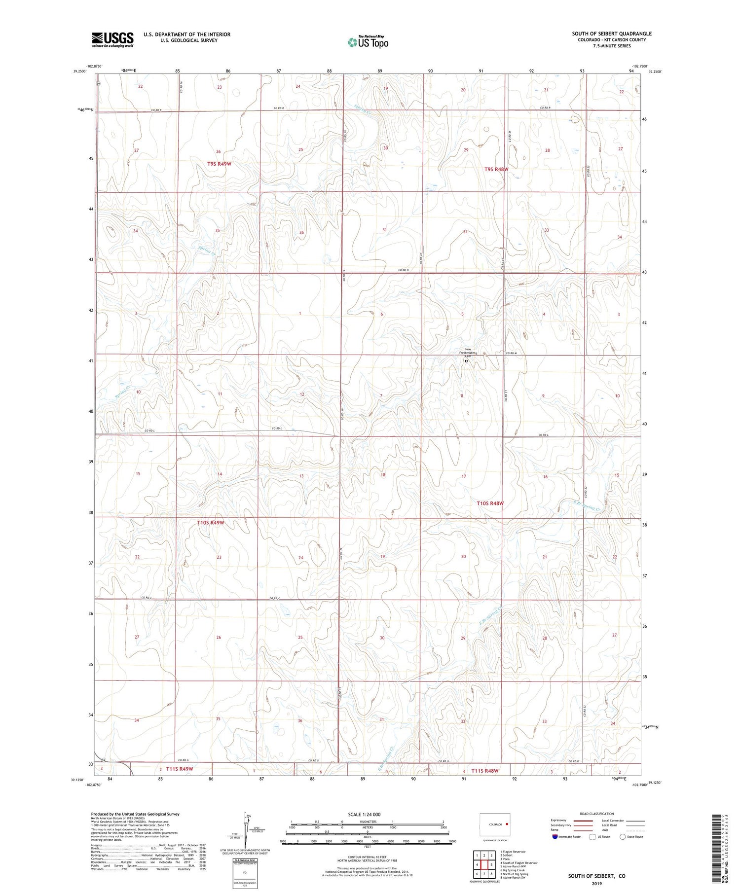 South of Seibert Colorado US Topo Map Image
