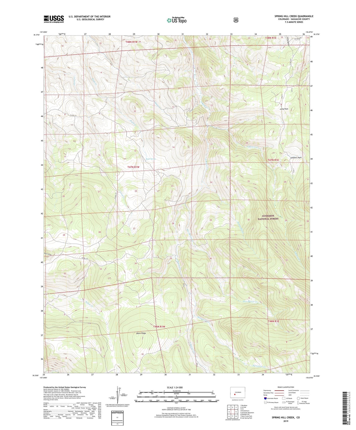 Spring Hill Creek Colorado US Topo Map Image