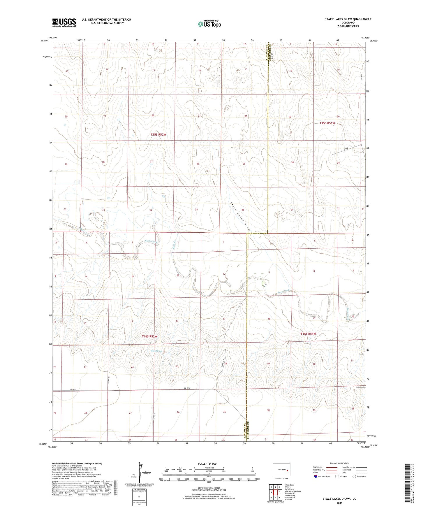 Stacy Lakes Draw Colorado US Topo Map Image