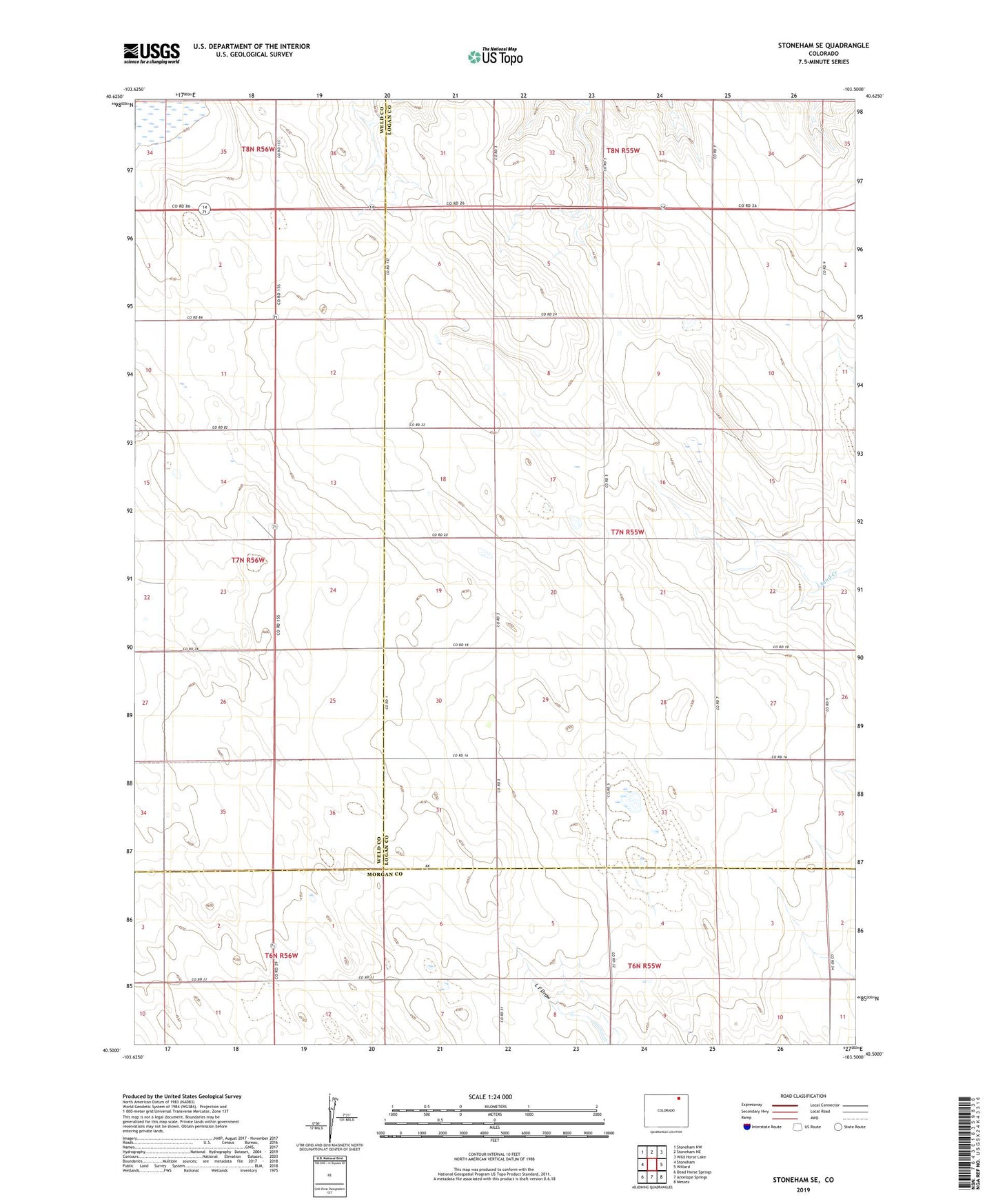 Stoneham SE Colorado US Topo Map Image