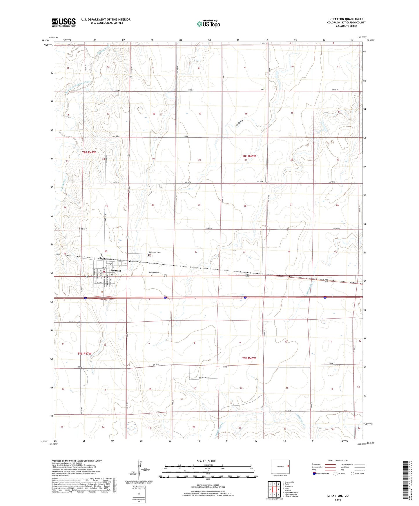 Stratton Colorado US Topo Map Image