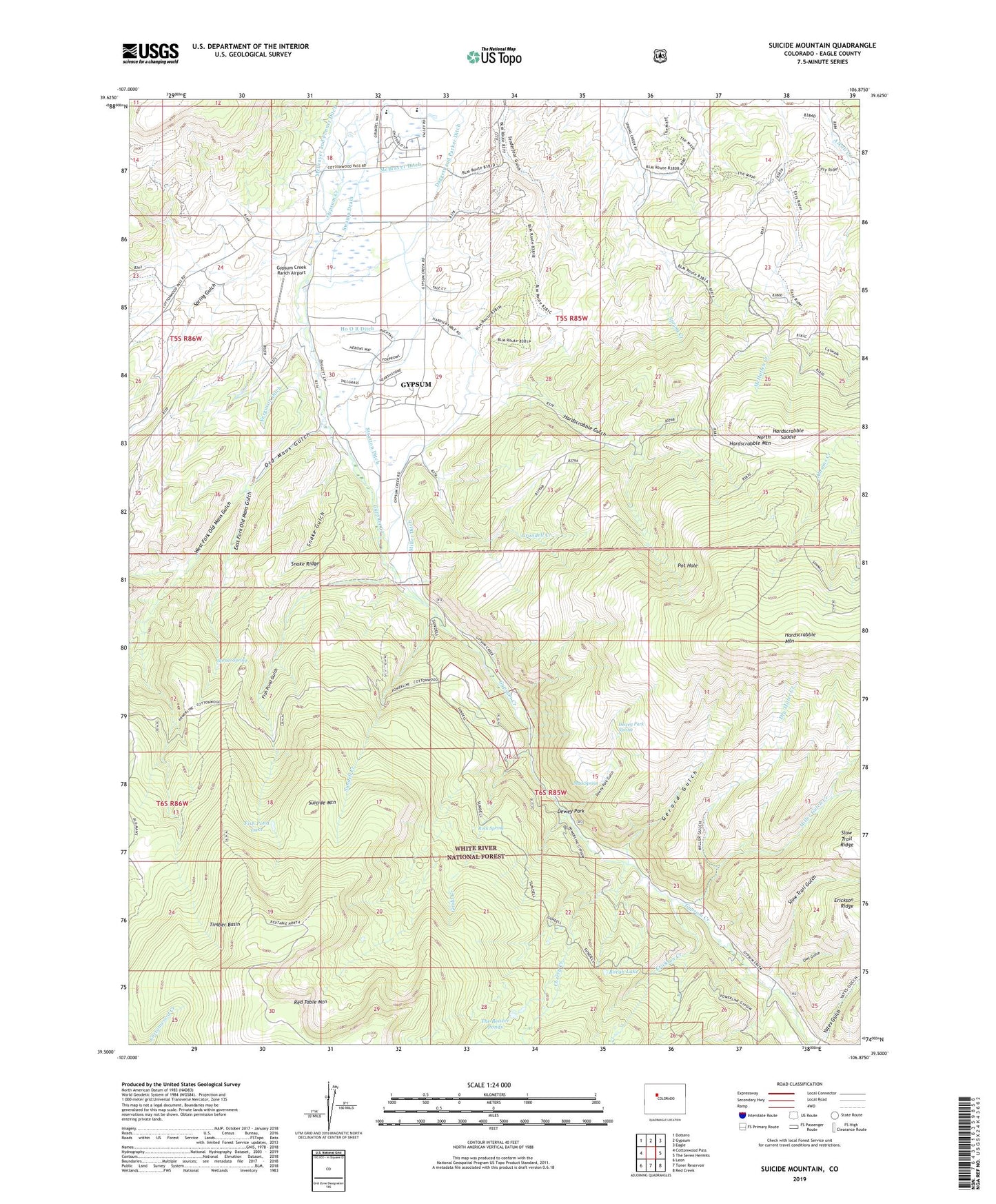 Suicide Mountain Colorado US Topo Map Image