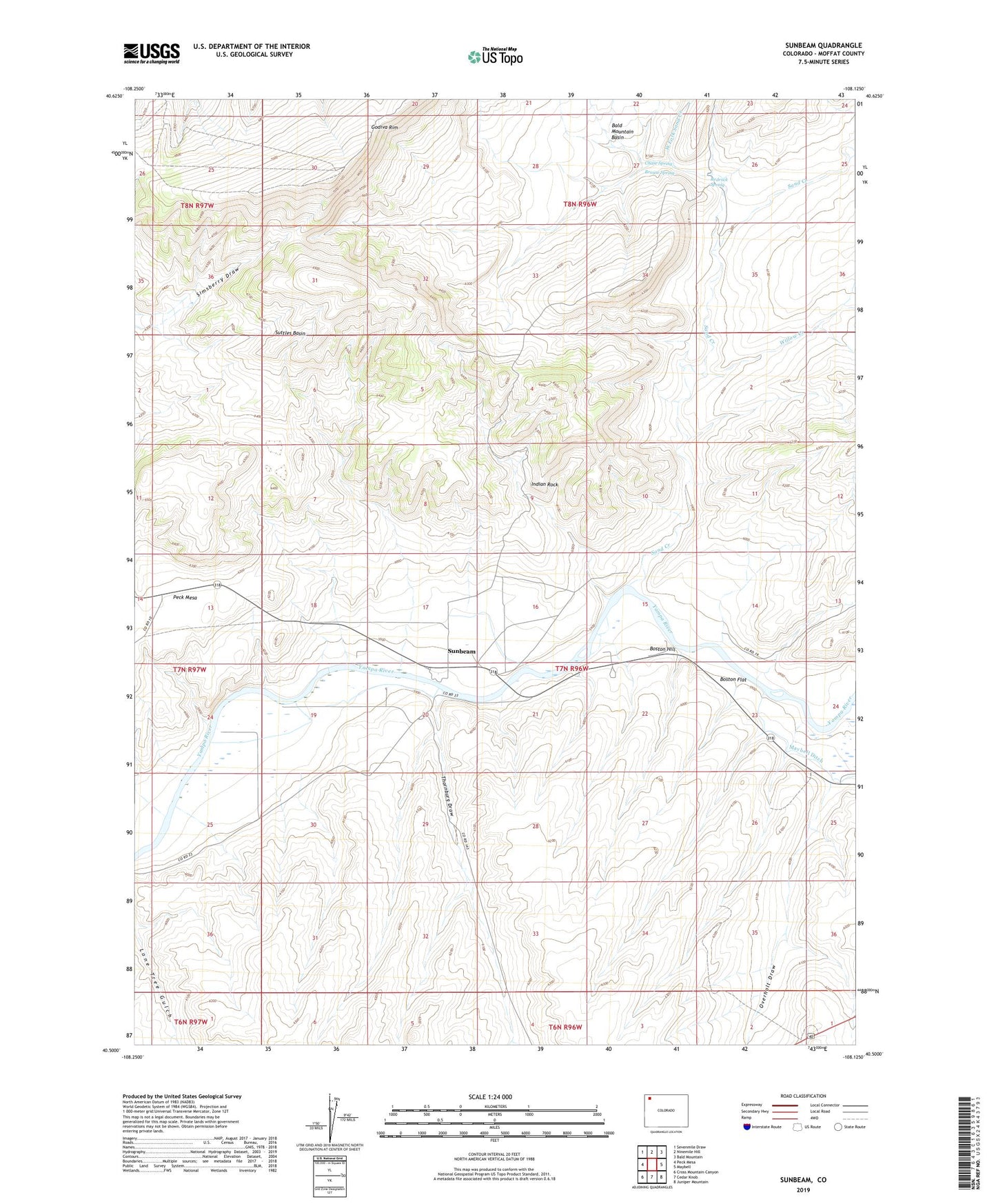 Sunbeam Colorado US Topo Map Image