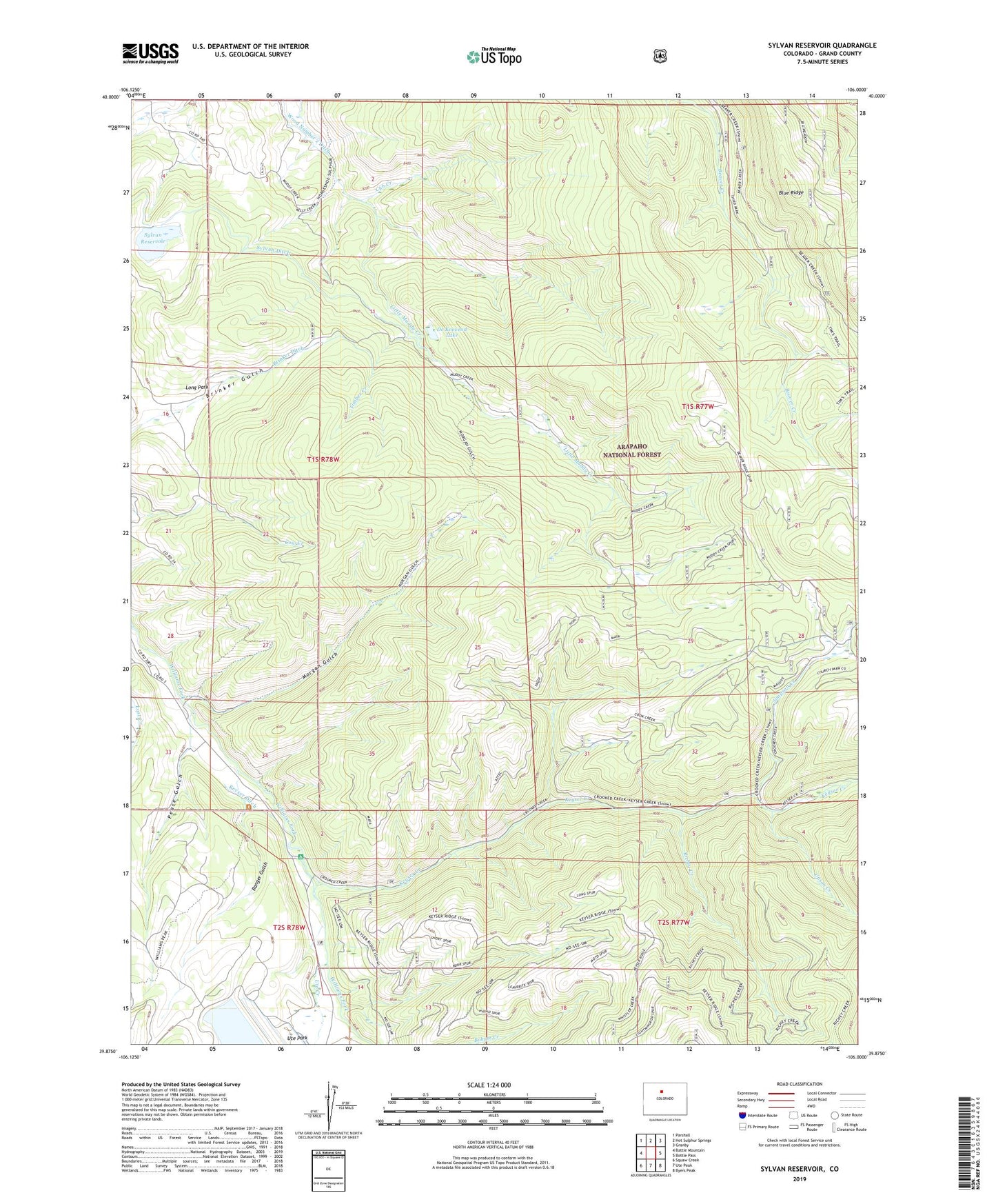 Sylvan Reservoir Colorado US Topo Map Image