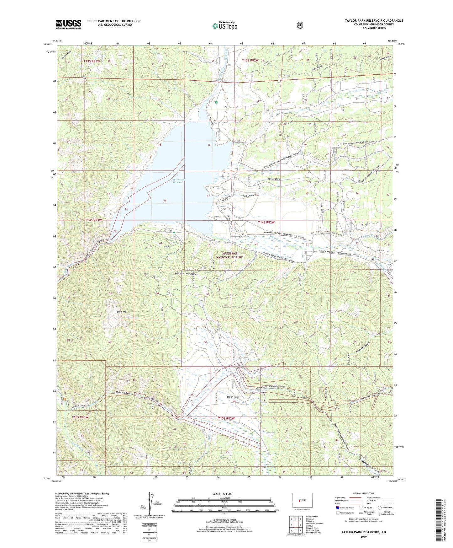 Taylor Park Reservoir Colorado US Topo Map Image