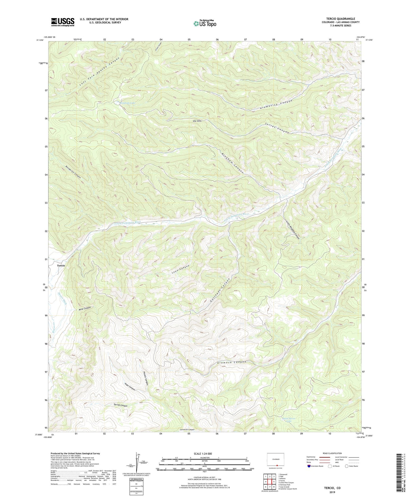 Tercio Colorado US Topo Map Image
