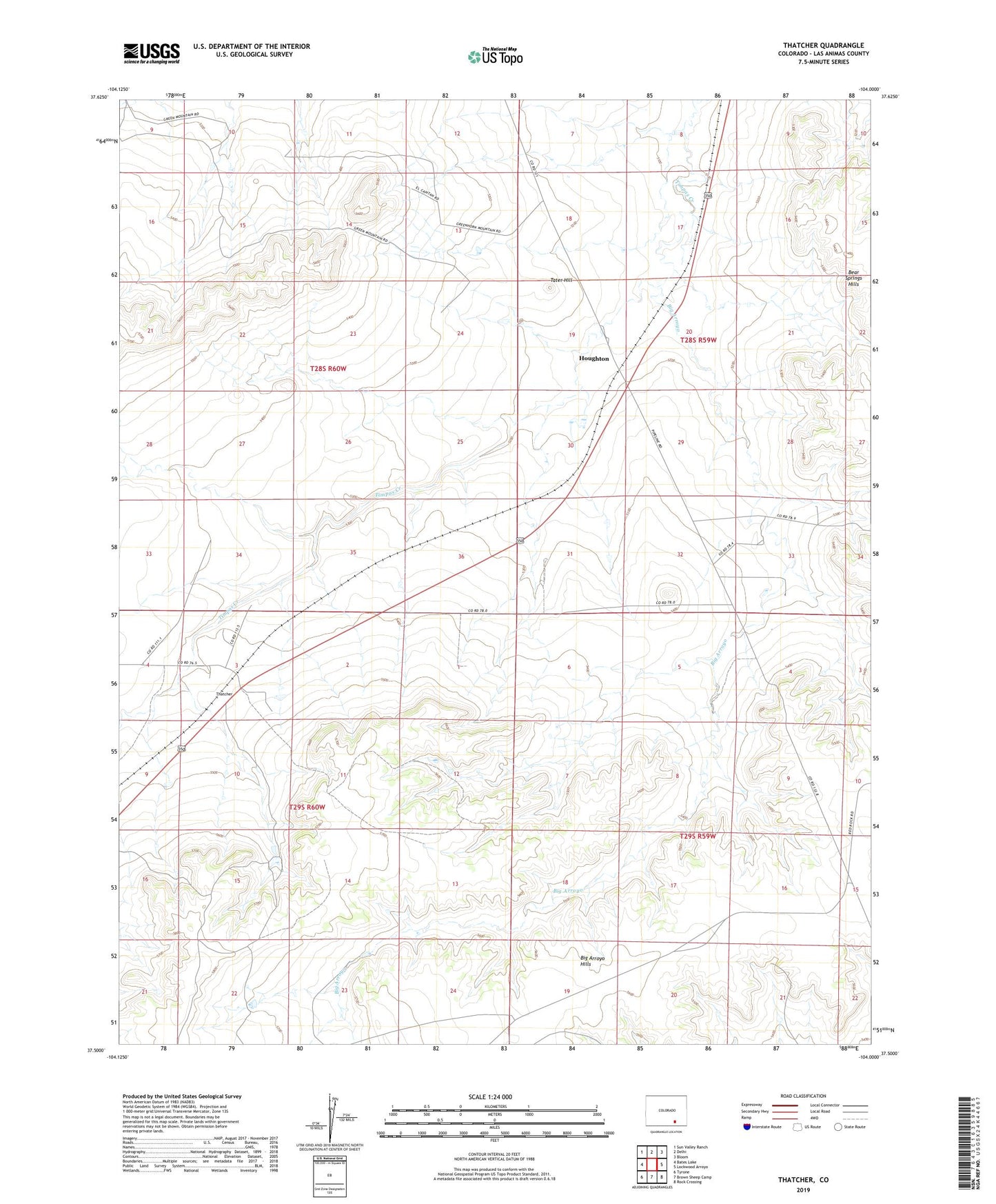 Thatcher Colorado US Topo Map Image
