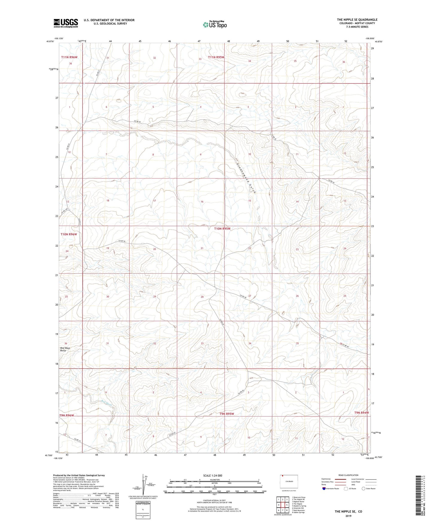 The Nipple SE Colorado US Topo Map Image