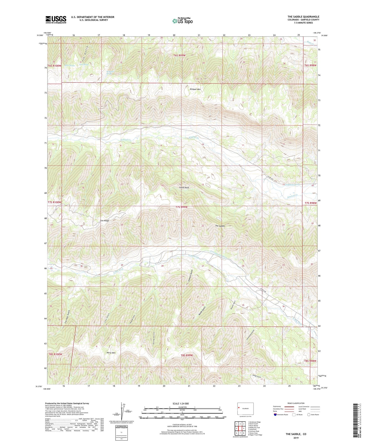 The Saddle Colorado US Topo Map Image