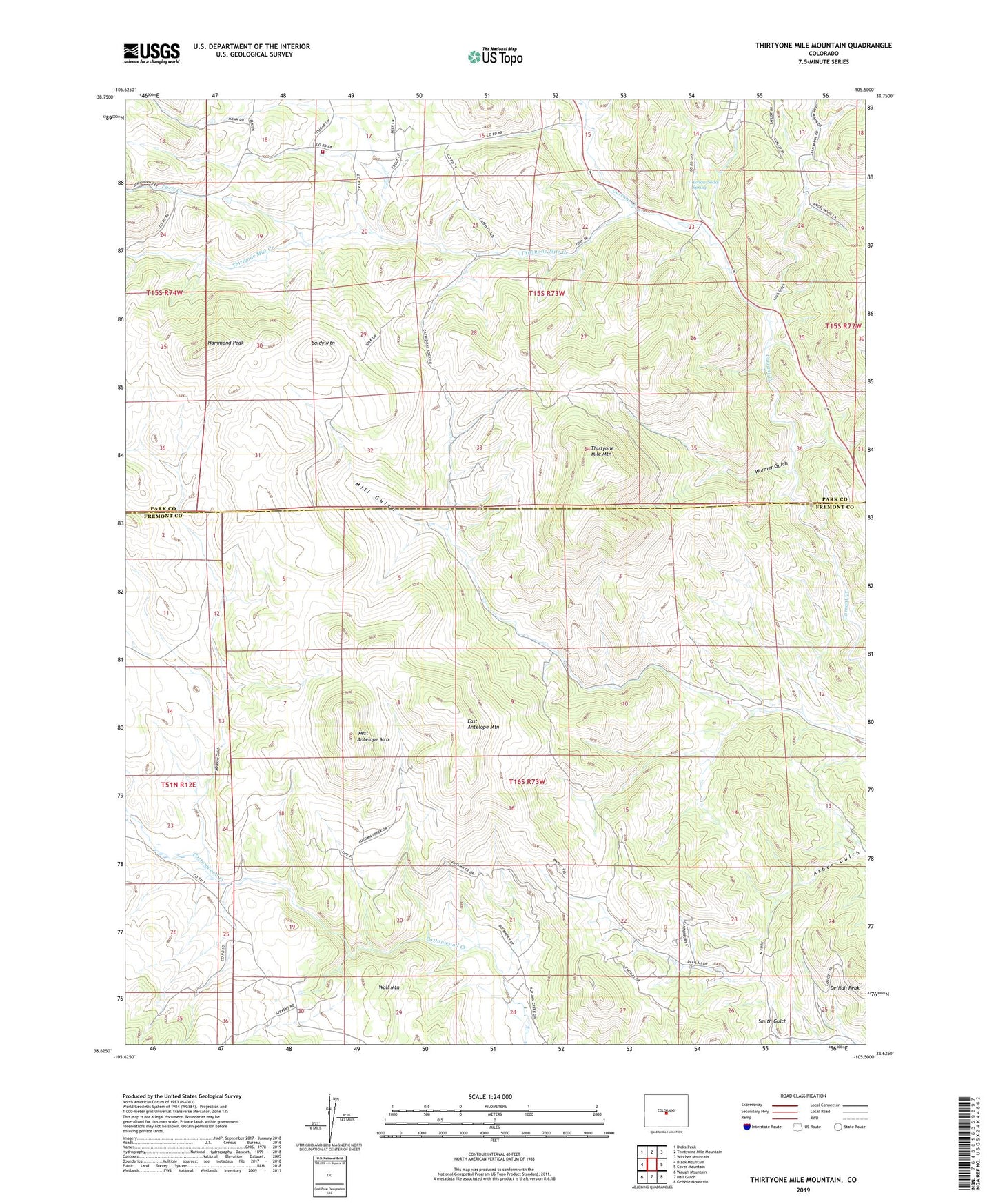 Thirtyone Mile Mountain Colorado US Topo Map Image