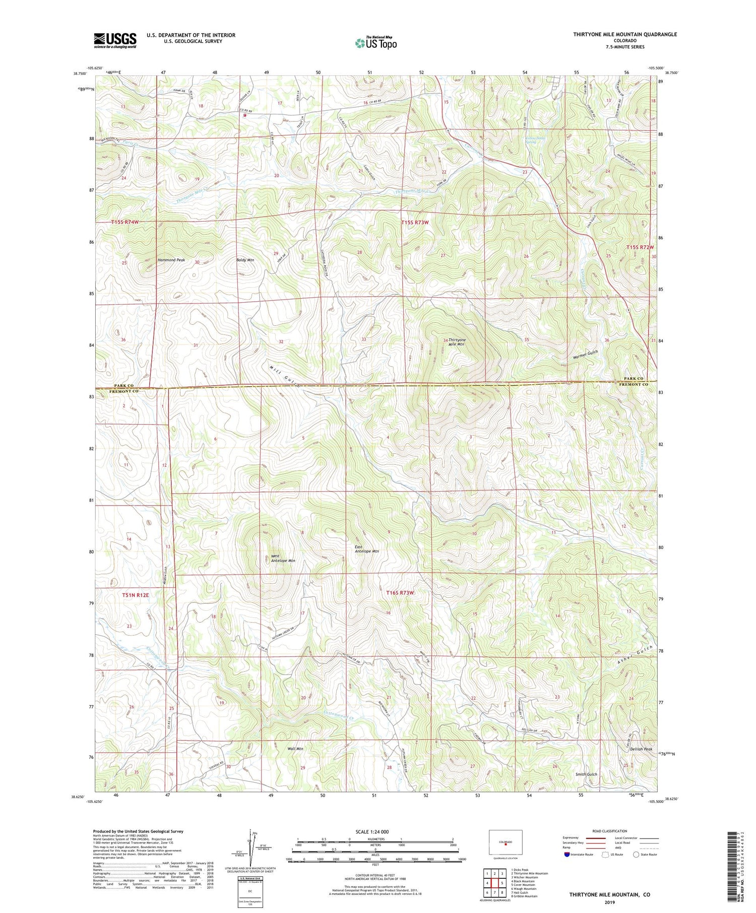 Thirtyone Mile Mountain Colorado US Topo Map Image
