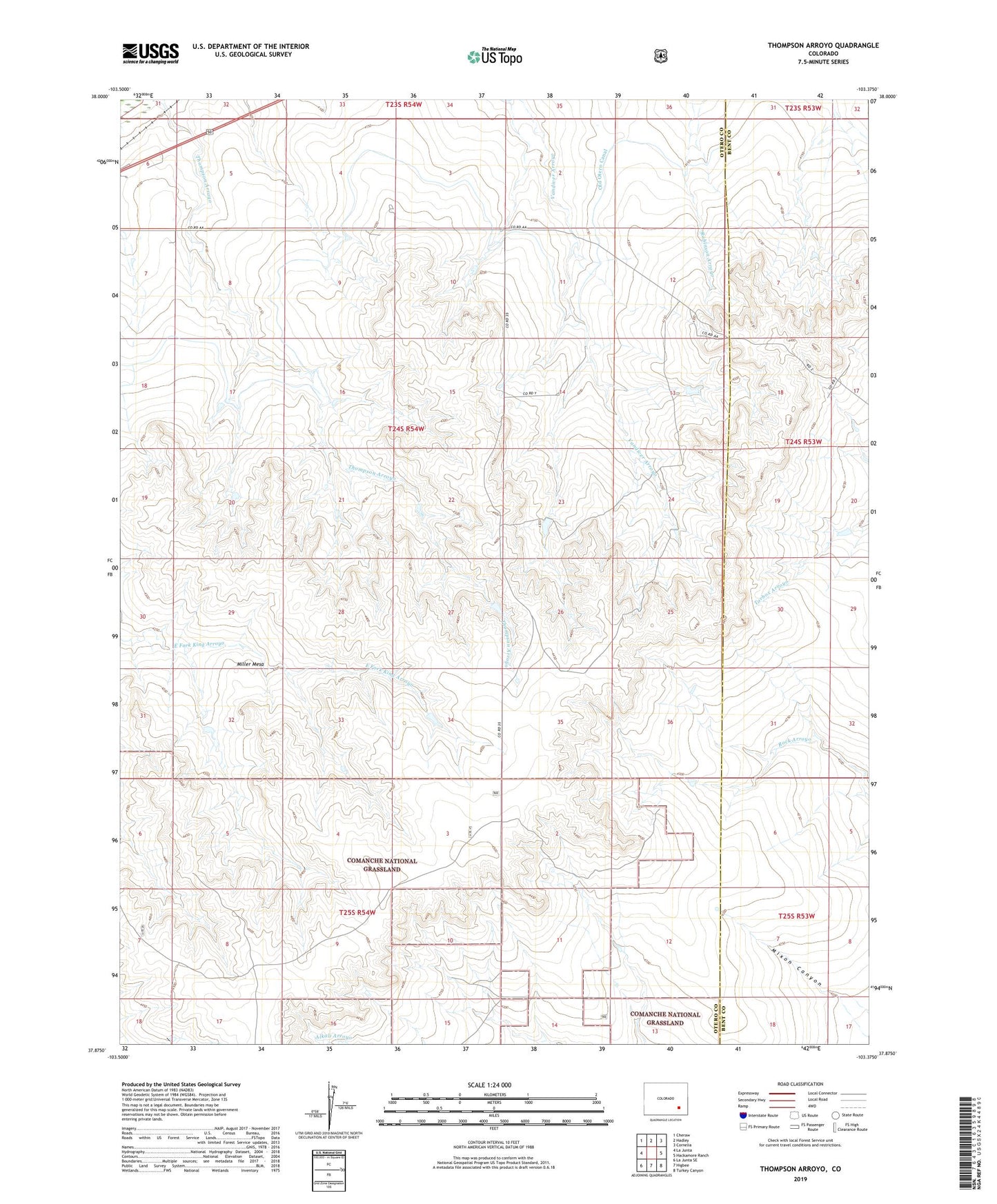 Thompson Arroyo Colorado US Topo Map Image