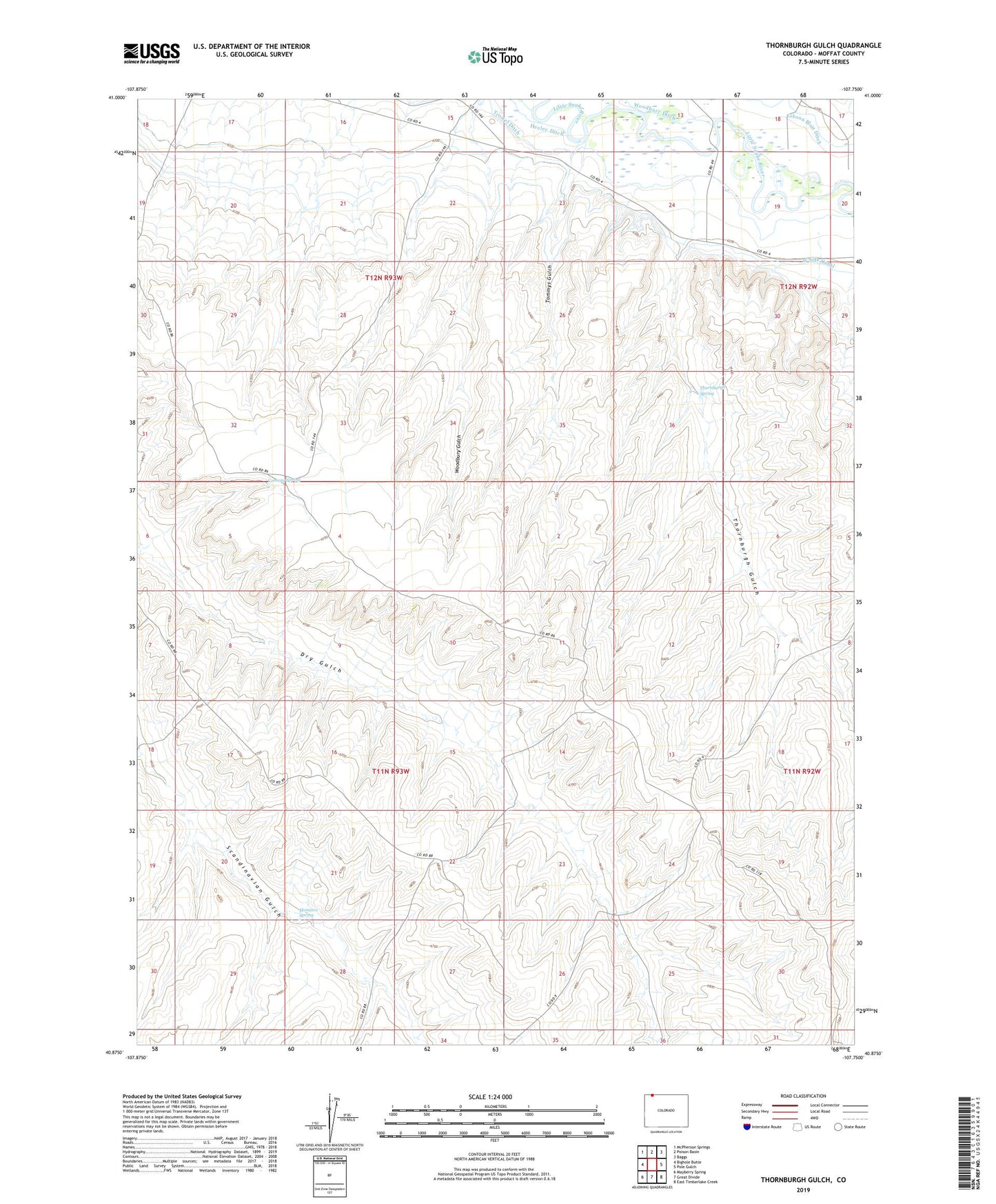 Thornburgh Gulch Colorado US Topo Map Image