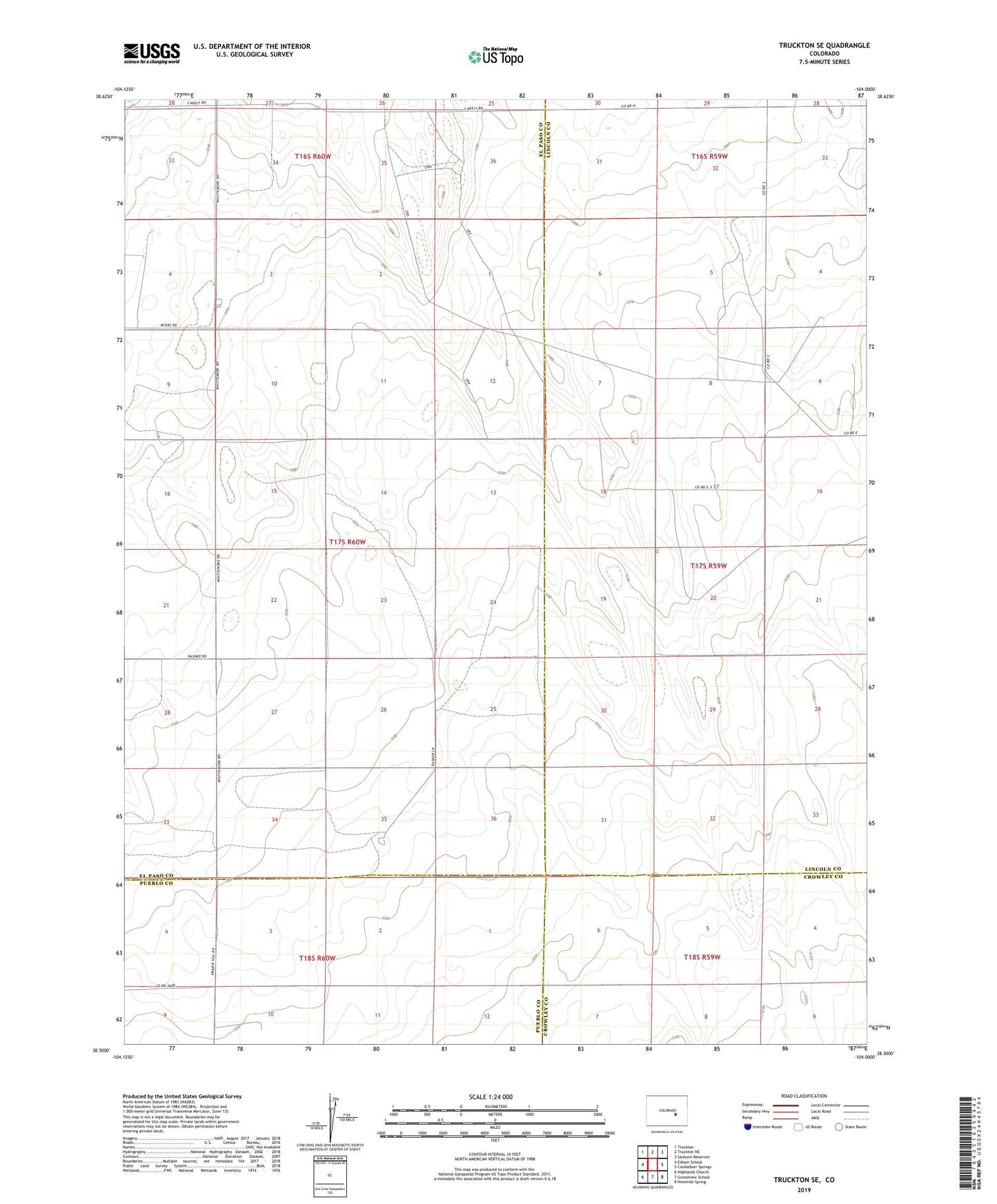 Truckton SE Colorado US Topo Map Image