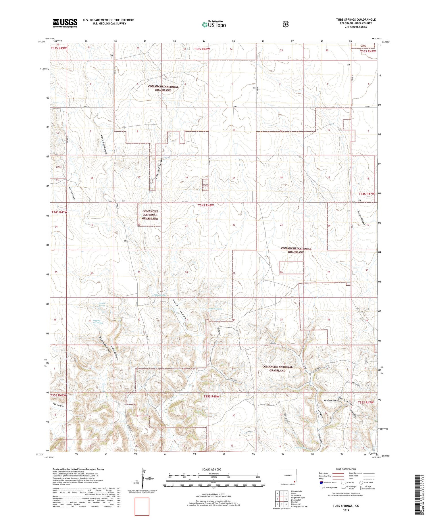 Tubs Springs Colorado US Topo Map Image
