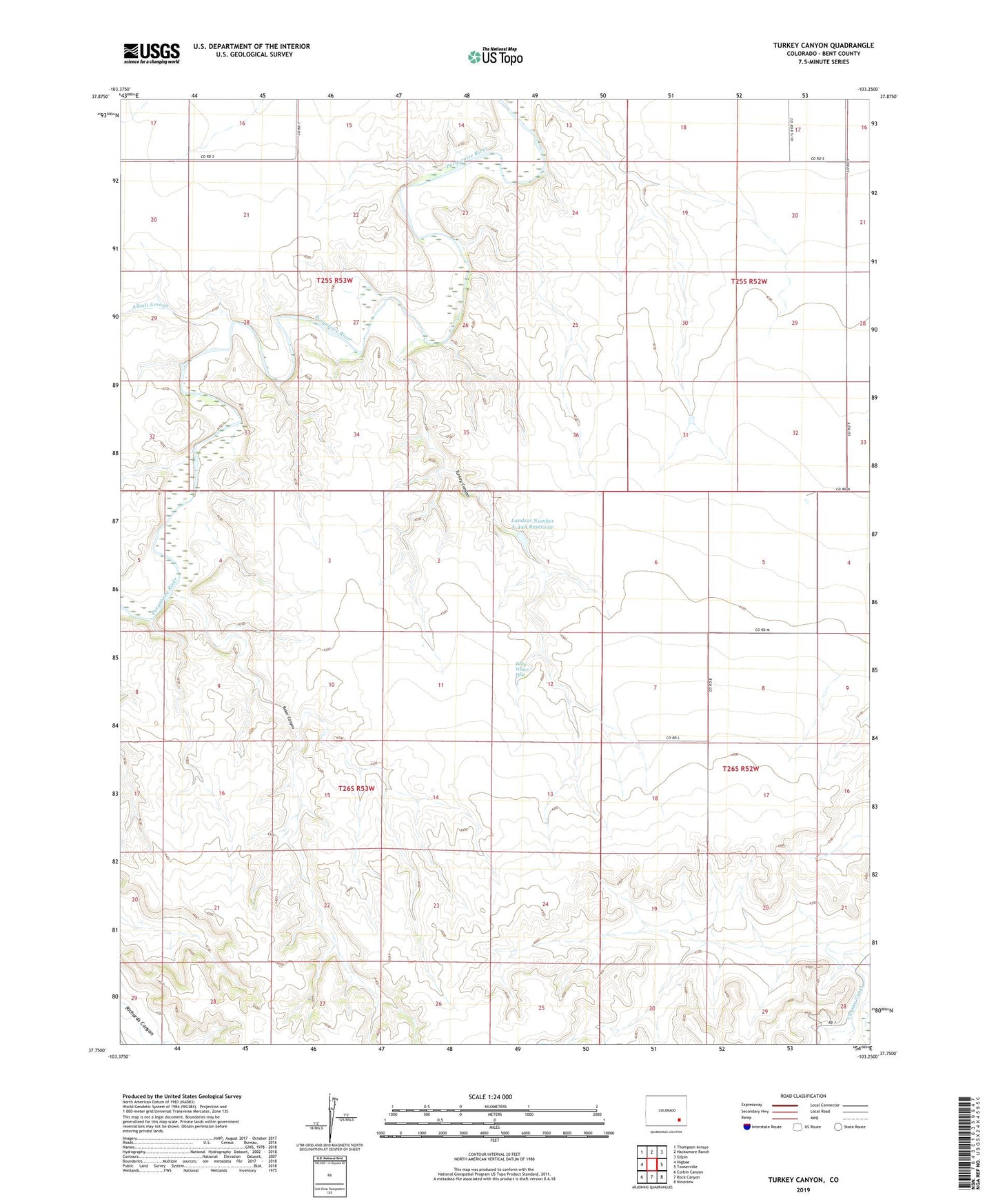 Turkey Canyon Colorado US Topo Map Image