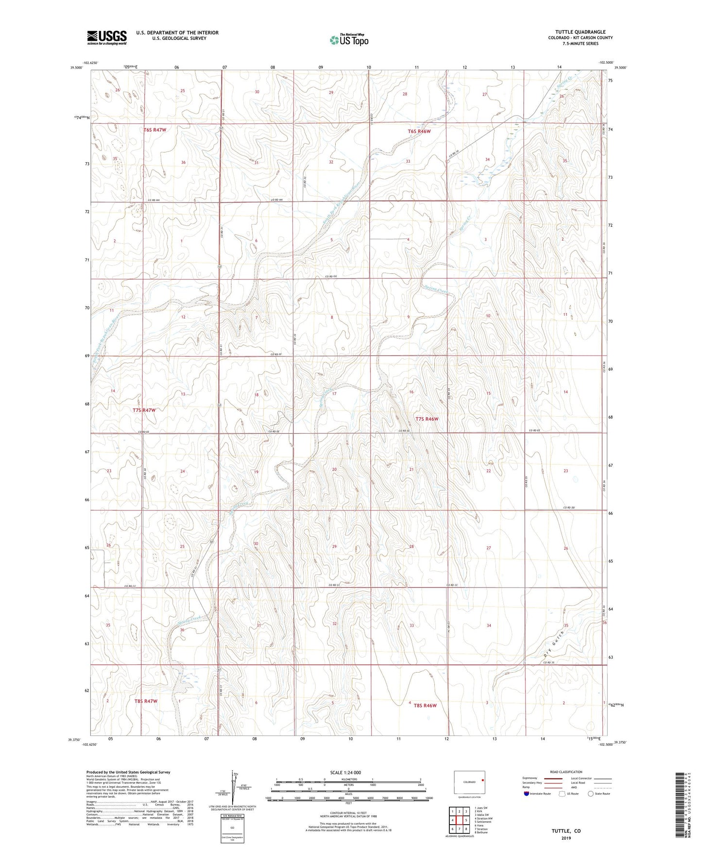 Tuttle Colorado US Topo Map Image