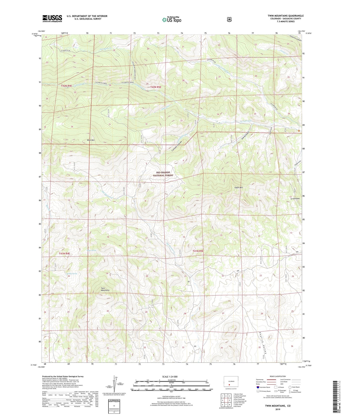 Twin Mountains Colorado US Topo Map Image