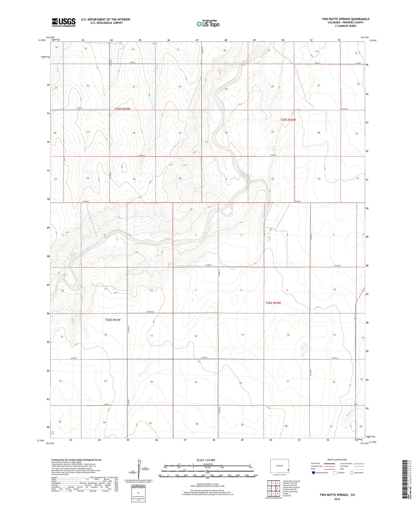 Two Butte Springs Colorado US Topo Map Image
