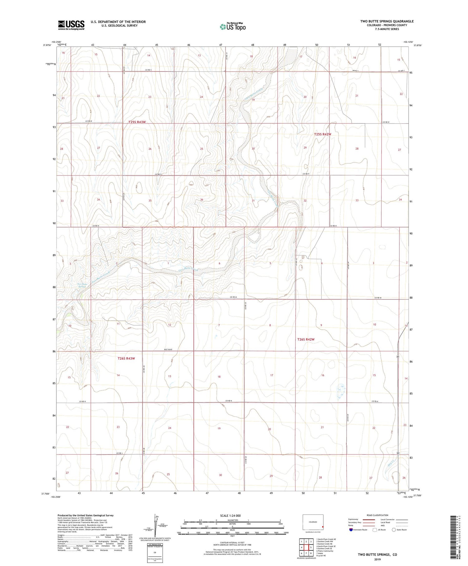 Two Butte Springs Colorado US Topo Map Image