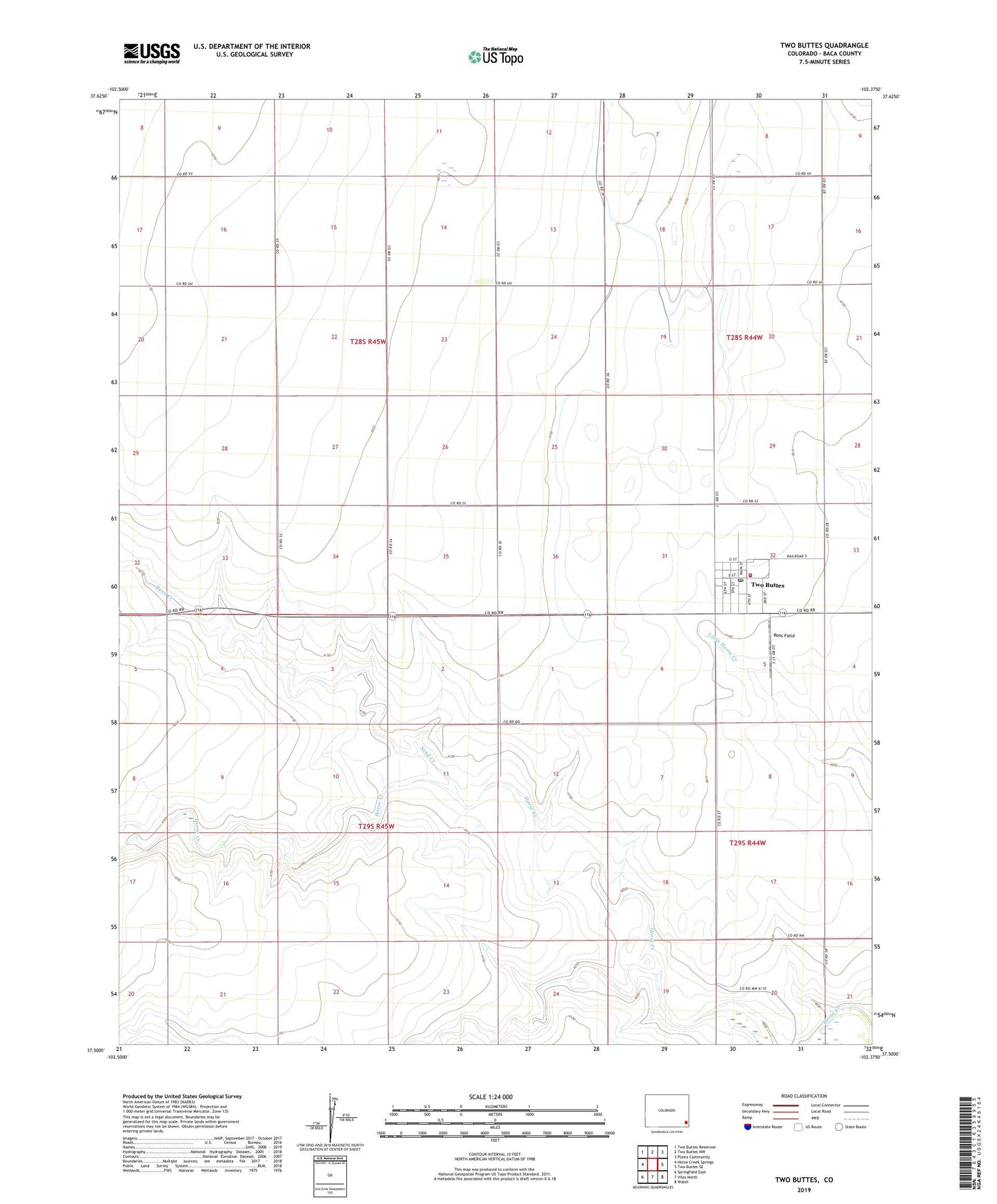 Two Buttes Colorado US Topo Map Image