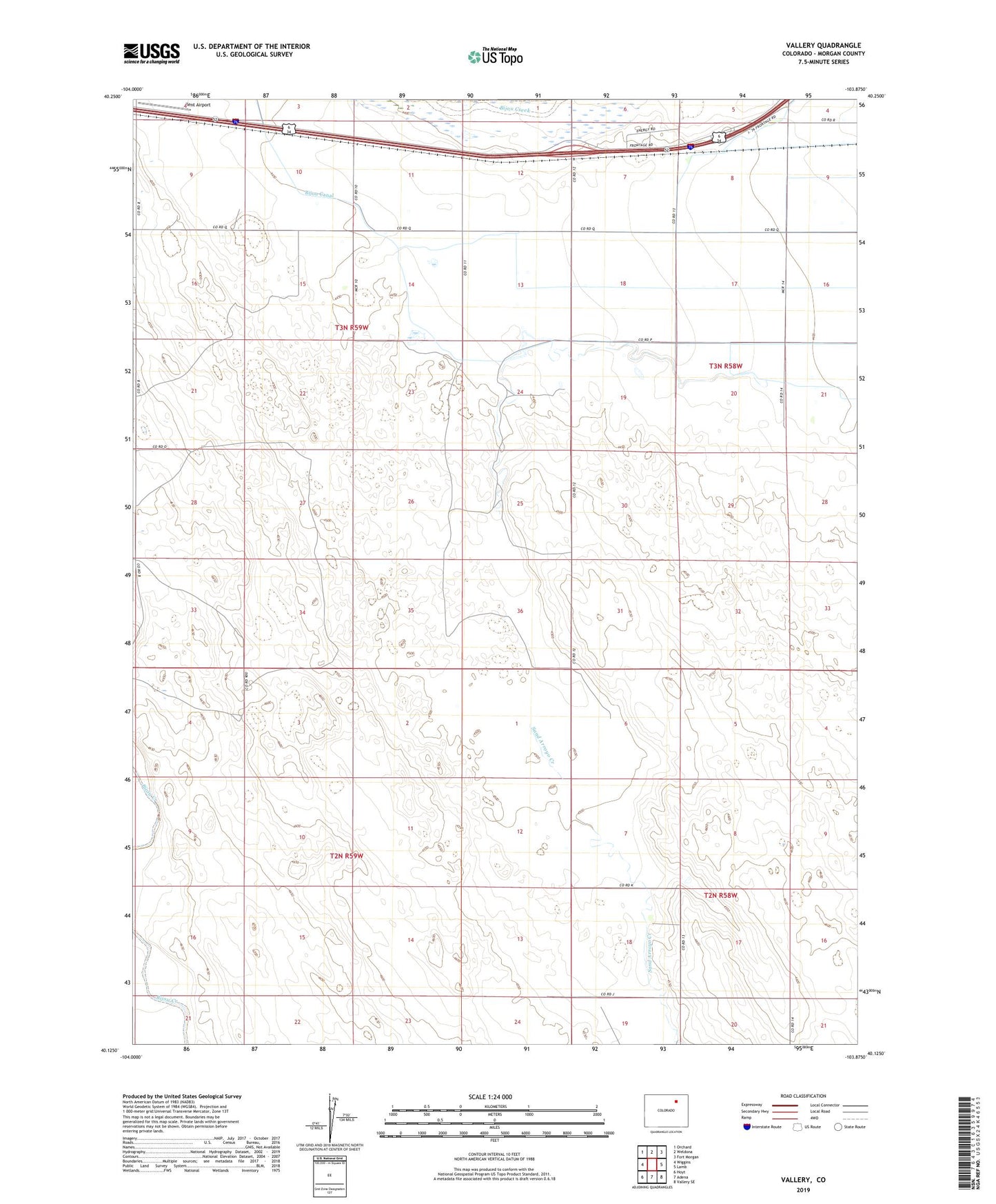Vallery Colorado US Topo Map Image