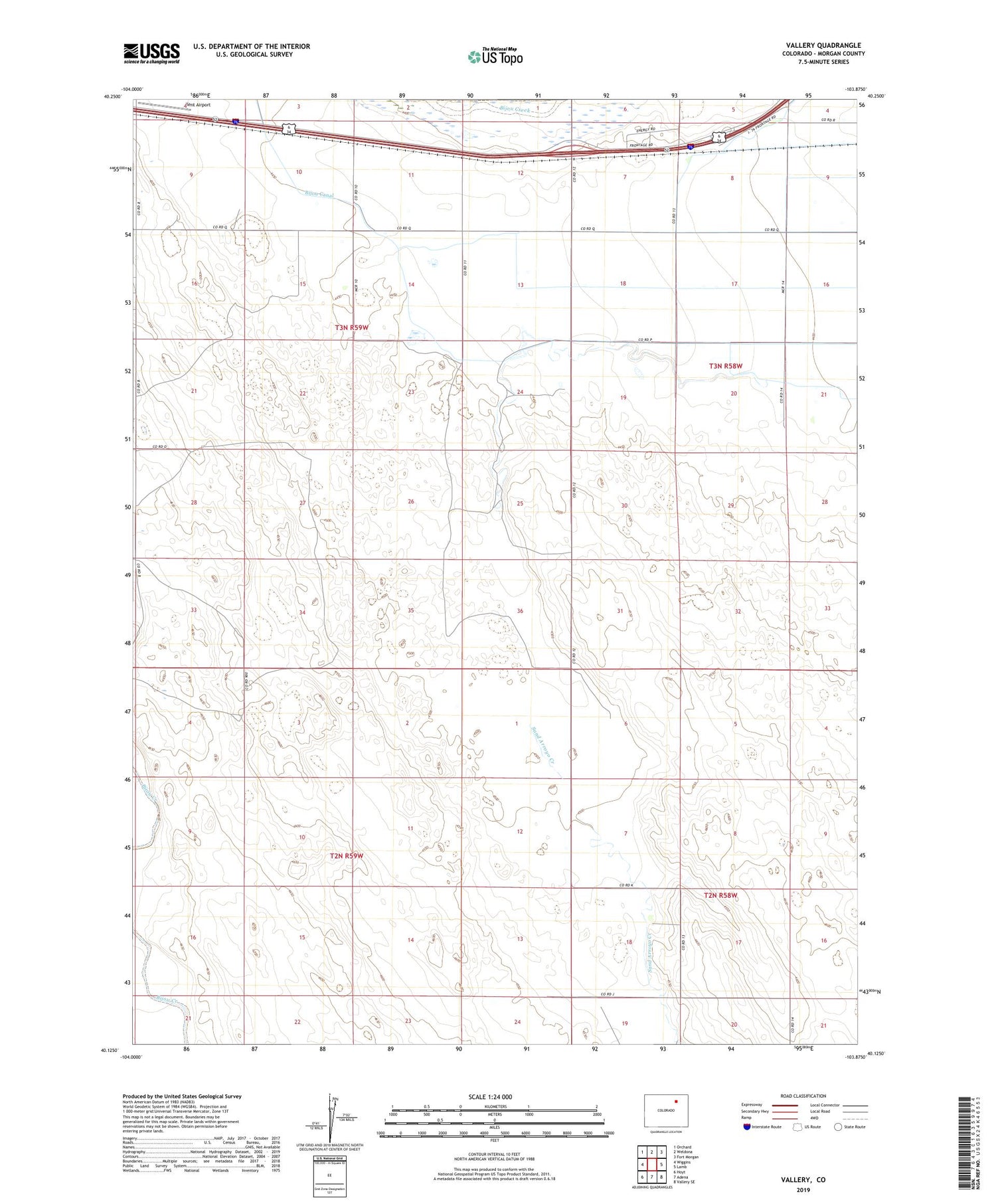 Vallery Colorado US Topo Map Image