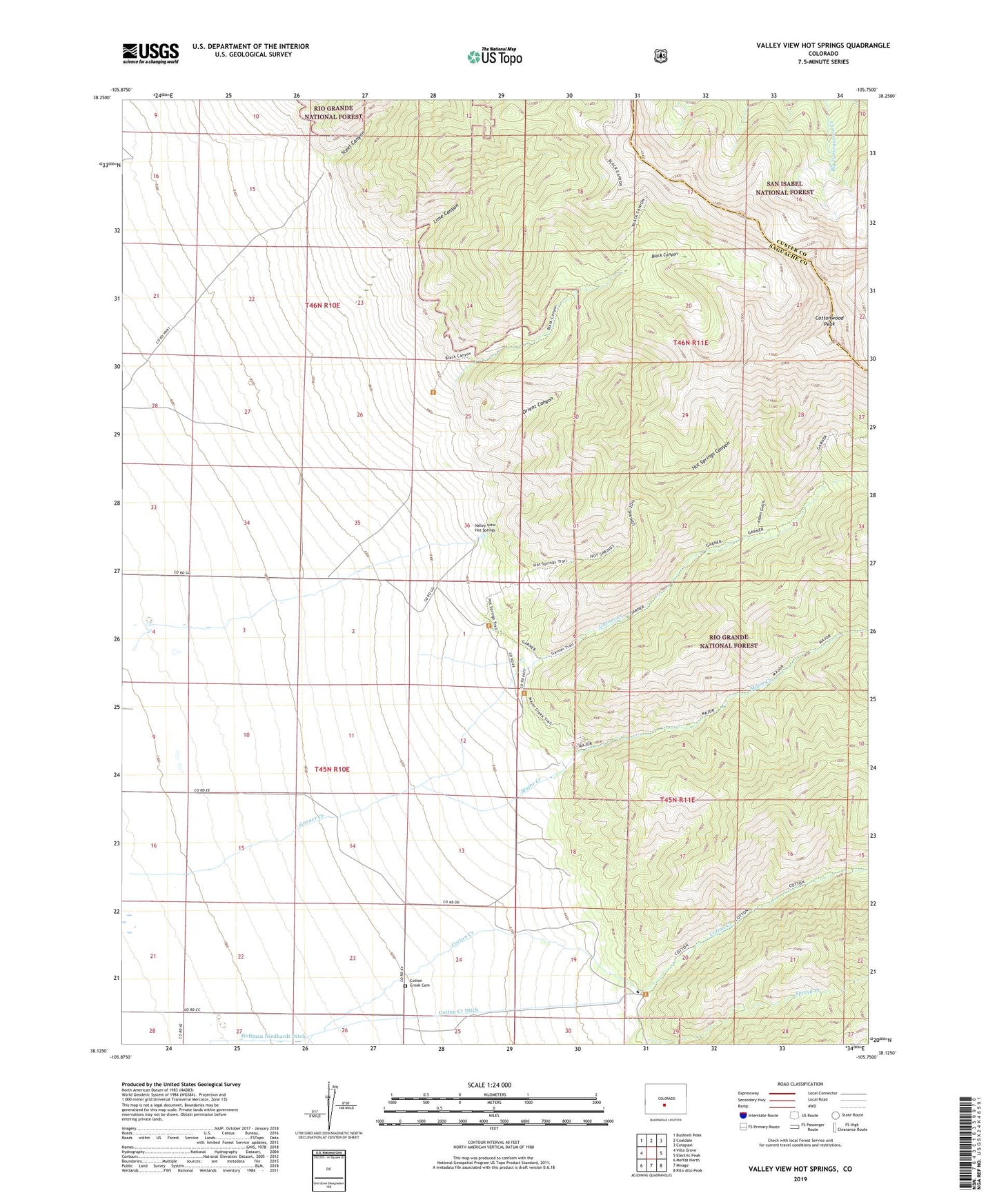 Valley View Hot Springs Colorado US Topo Map Image