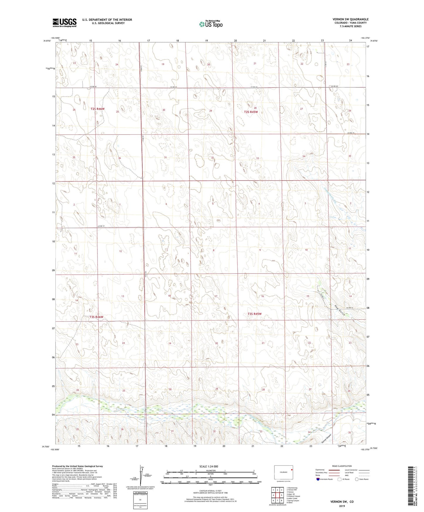 Vernon SW Colorado US Topo Map Image