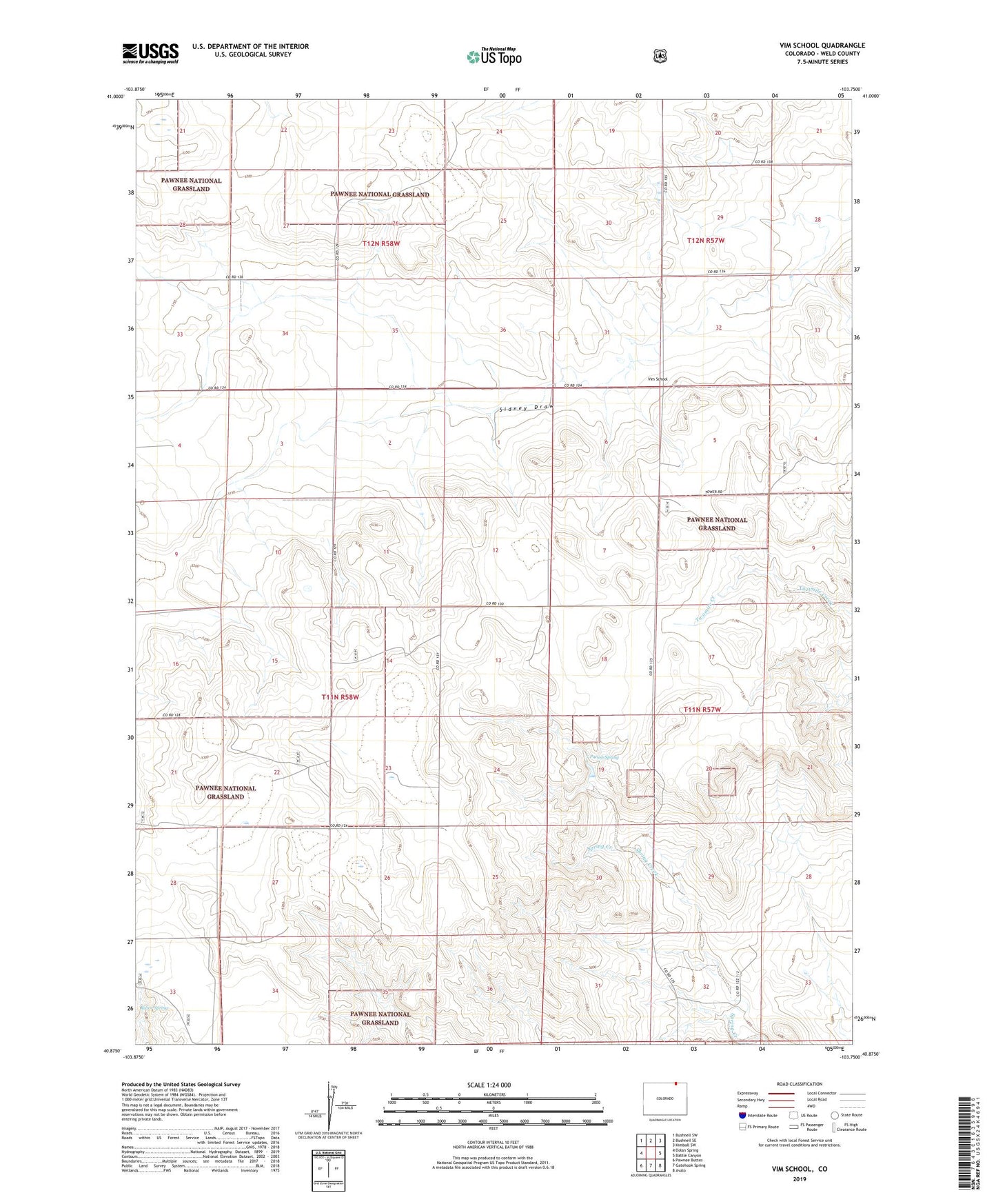 Vim School Colorado US Topo Map Image