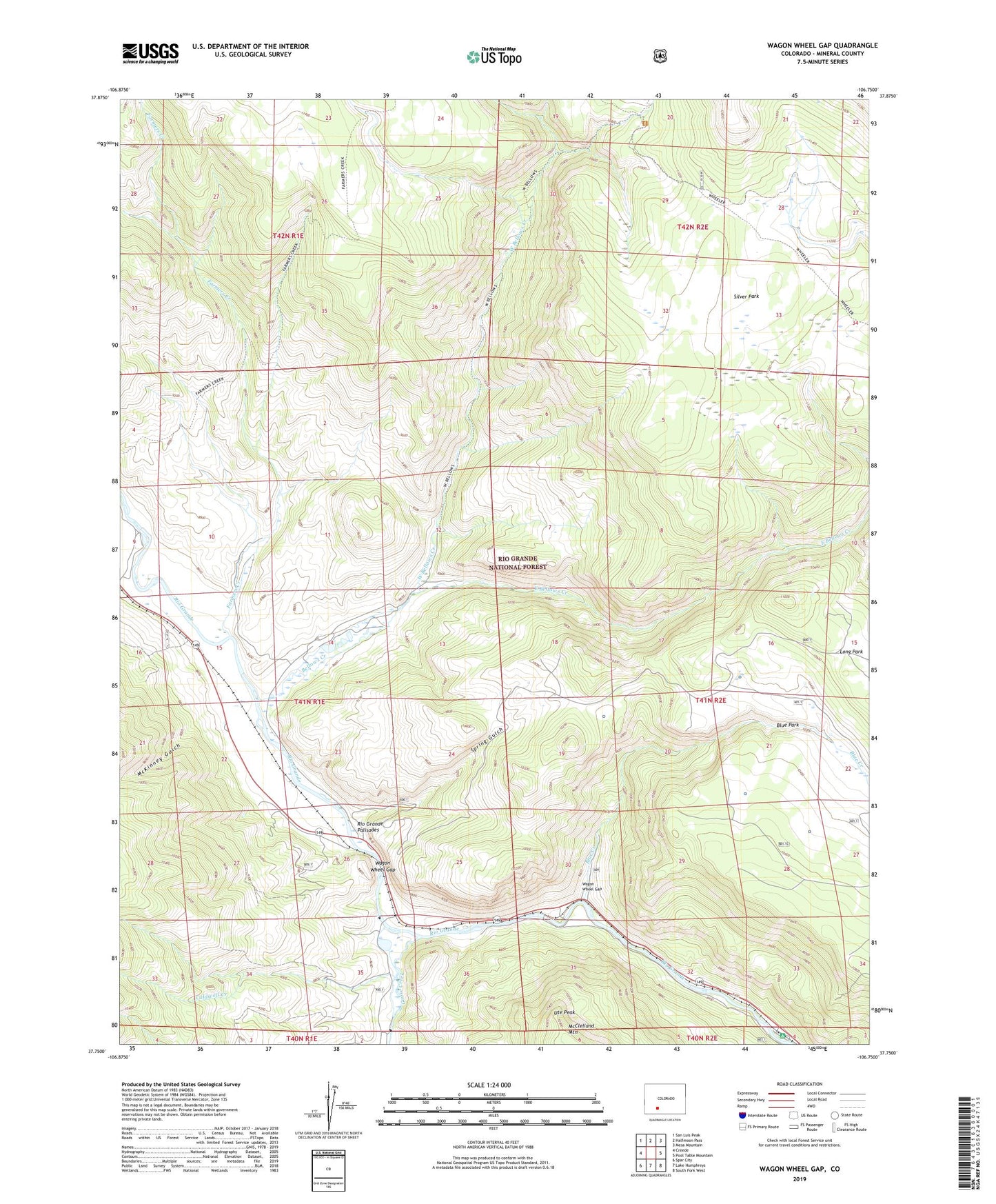 Wagon Wheel Gap Colorado US Topo Map Image