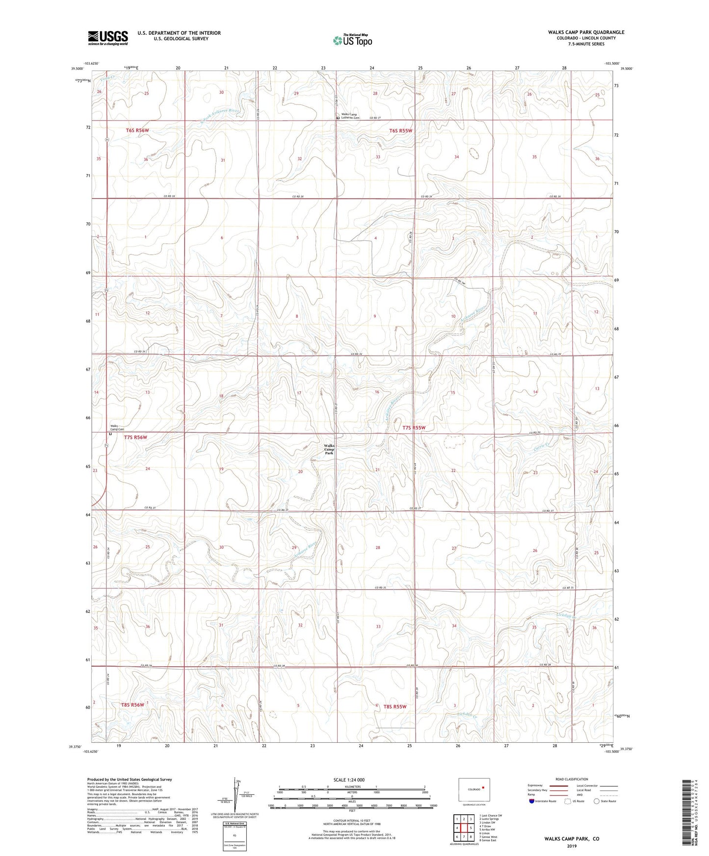 Walks Camp Park Colorado US Topo Map Image