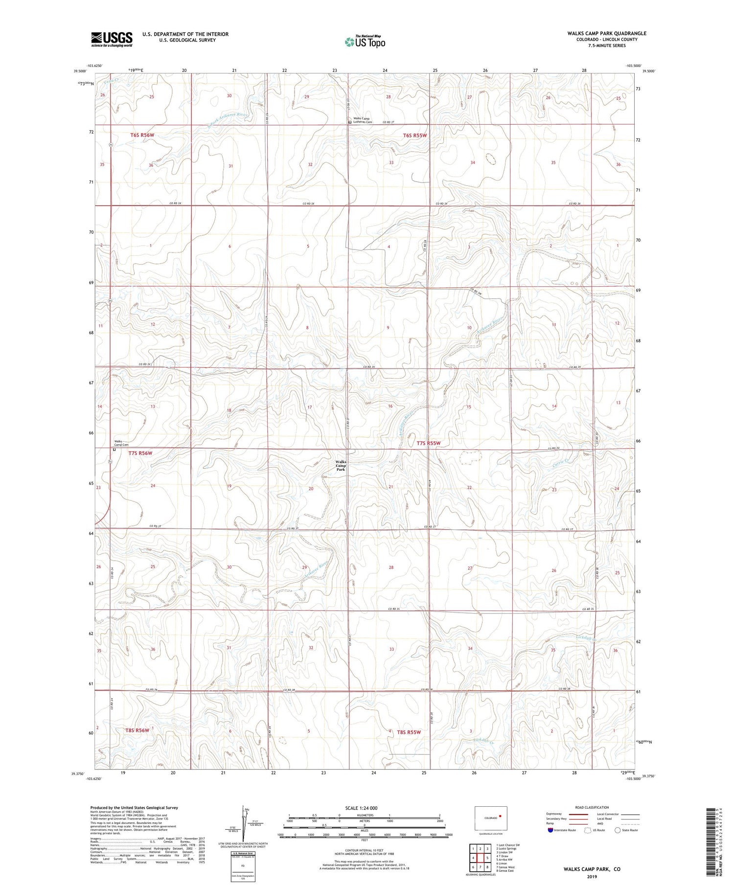 Walks Camp Park Colorado US Topo Map Image